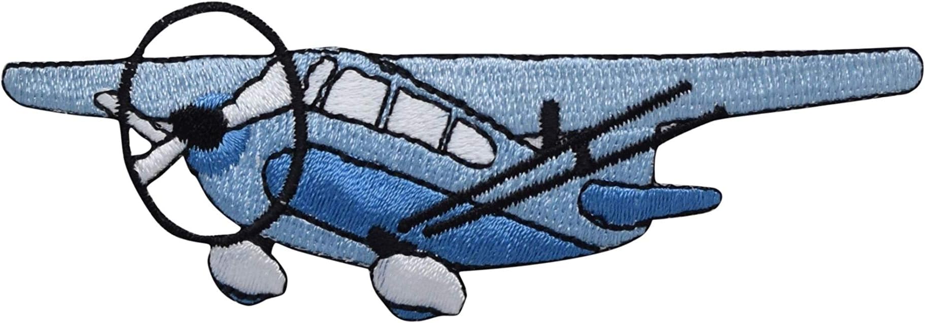 Blue Cessna-Style Airplane - Embroidered Iron on Patch