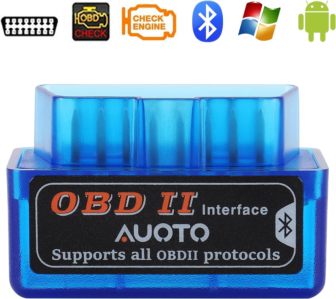 AUOTO Bluetooth Mini Elm327 OBD2 Scanner Car Diagnostic Tool Code Reader for Smart Phone Android Windows Symbian Englis