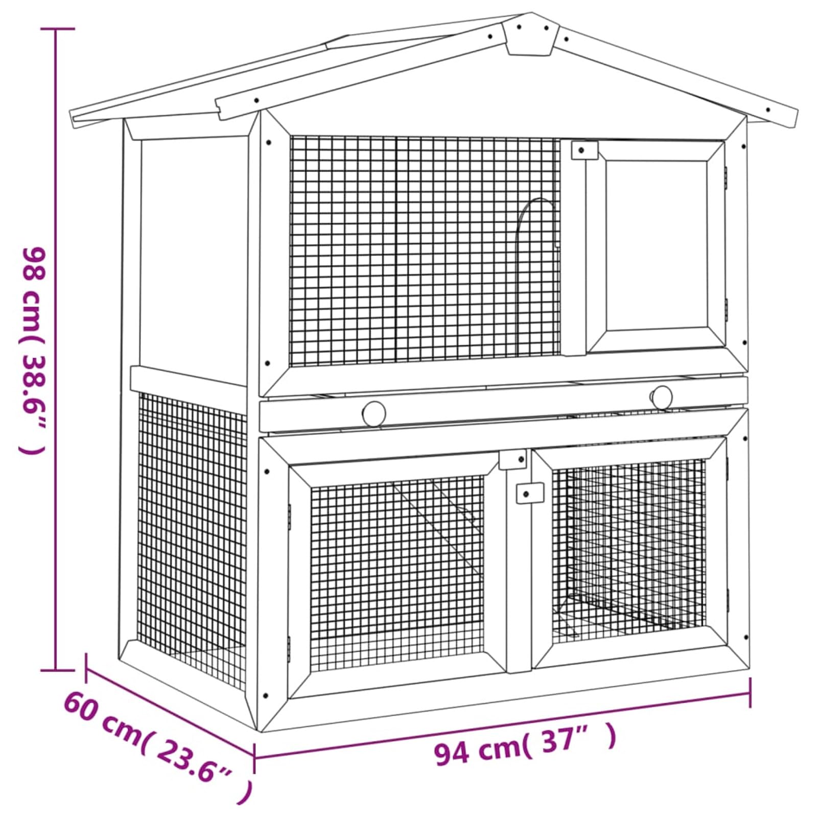ShGaxin Casa de Animales pequeños Jaula conejera 3 Puerta, Casa Conejo, Jaula De Conejo, Casa Cobaya, Casita Conejo, Escondite Grande para Erizo, Jaula Hamster,s Madera