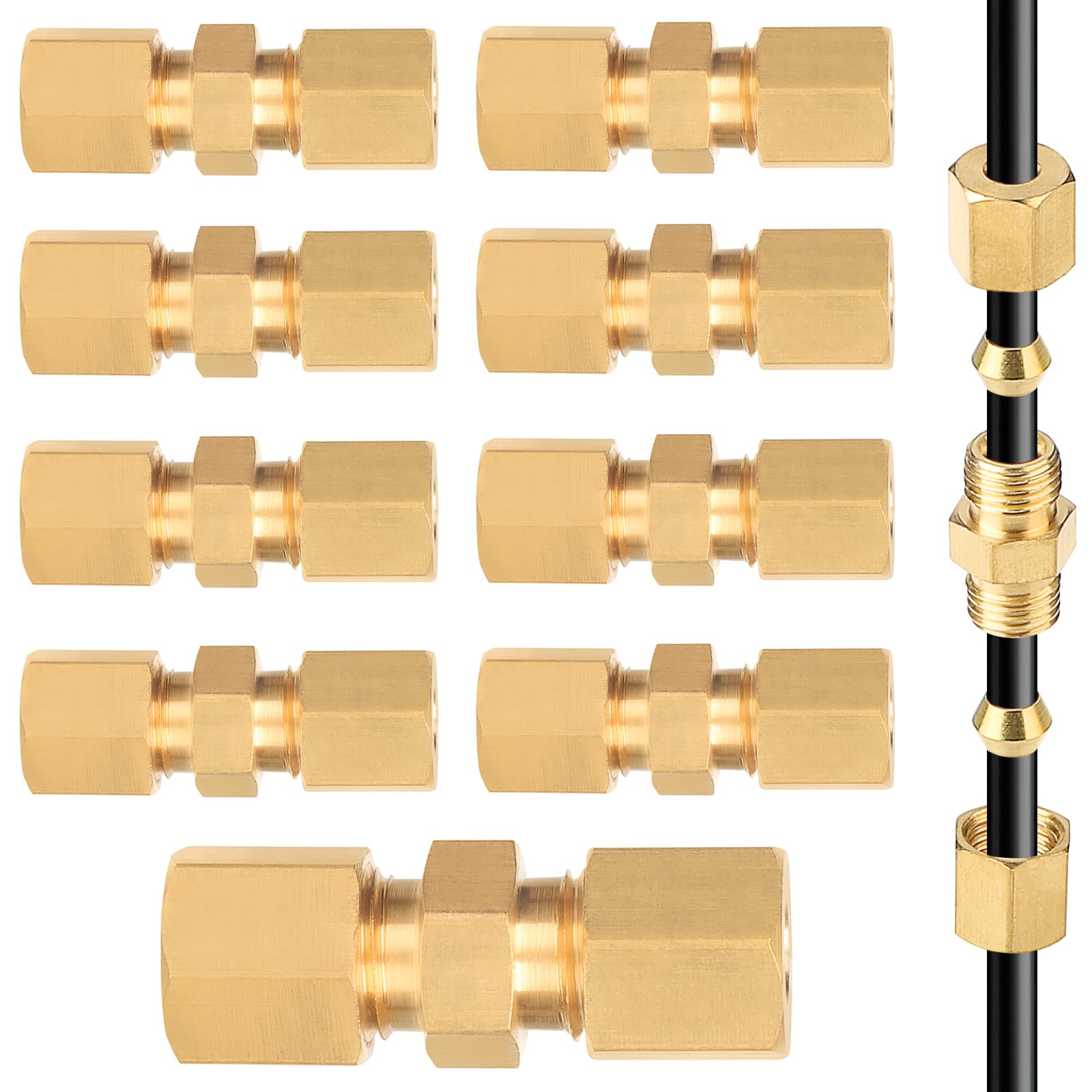 EFUTURETIME 10 x Connettore Linea Freno 4,75 mm, 3/16" Raccordo Tubo Freno in Rame Nichelato