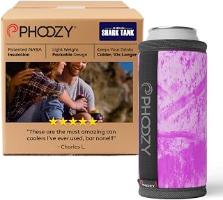 PHOOZY Insulated Can Cooler for Slim 12oz Cans with NASA-Inspired Technology - Patented Koozie That Keeps Drinks Cold 10x Longer - Lightweight Beer Koozie for Outdoor Adventures - Pink