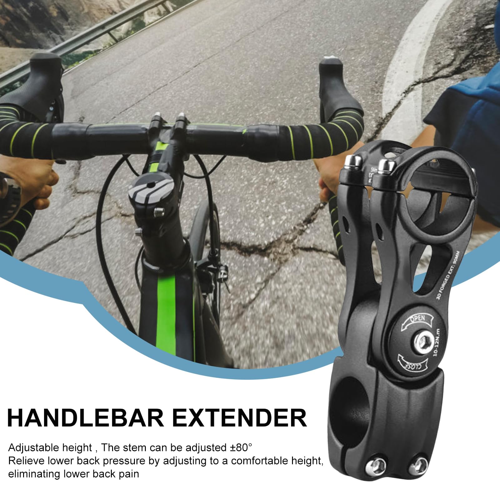 Vástago de bicicleta - Extensión de manillar ligera en aleación de aluminio | Tallo de bicicleta de montaña ajustable, alta absorción de impactos para escalada de escala, carreras, entrenamiento