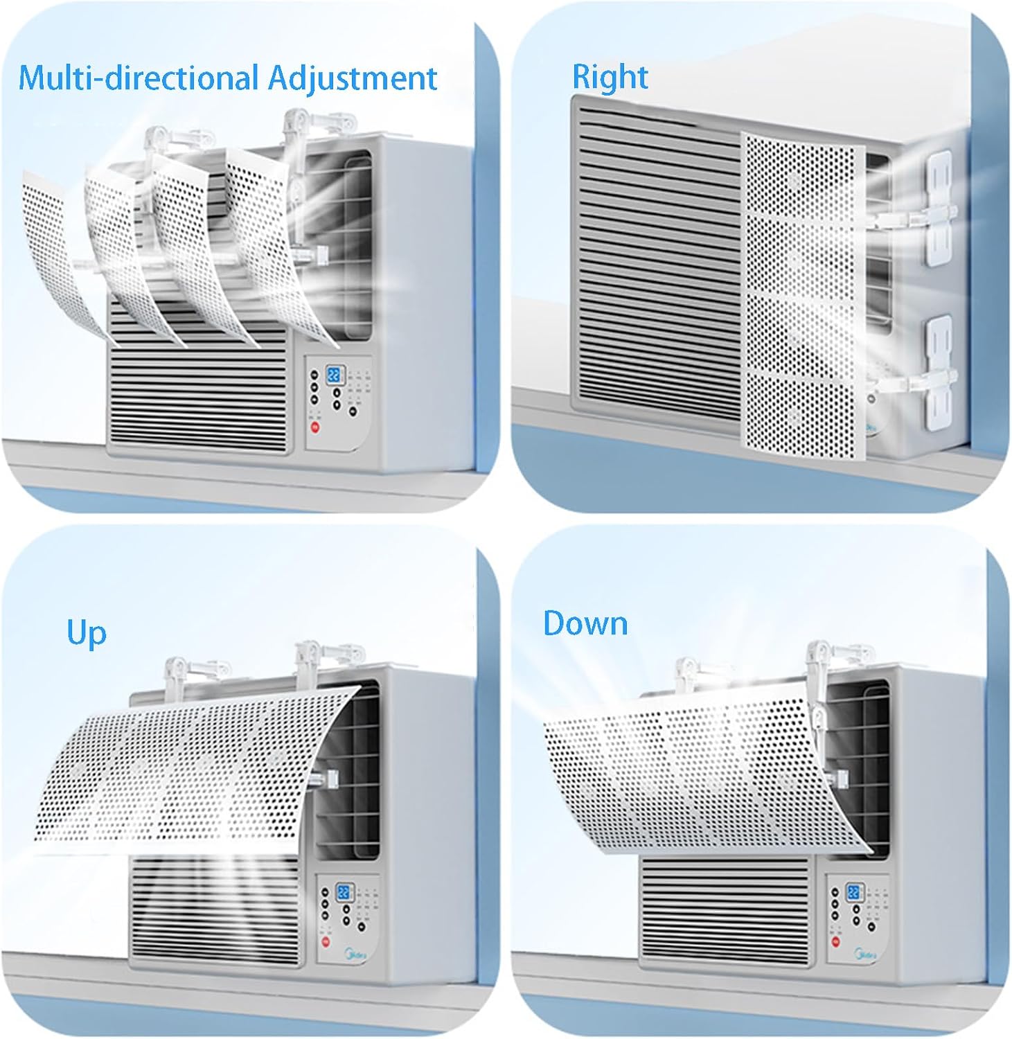 Window Air Conditioner Deflector, 17.7" Length AC Vent Deflector, 4 Blades Adjustable, Direct Airflow Prevention