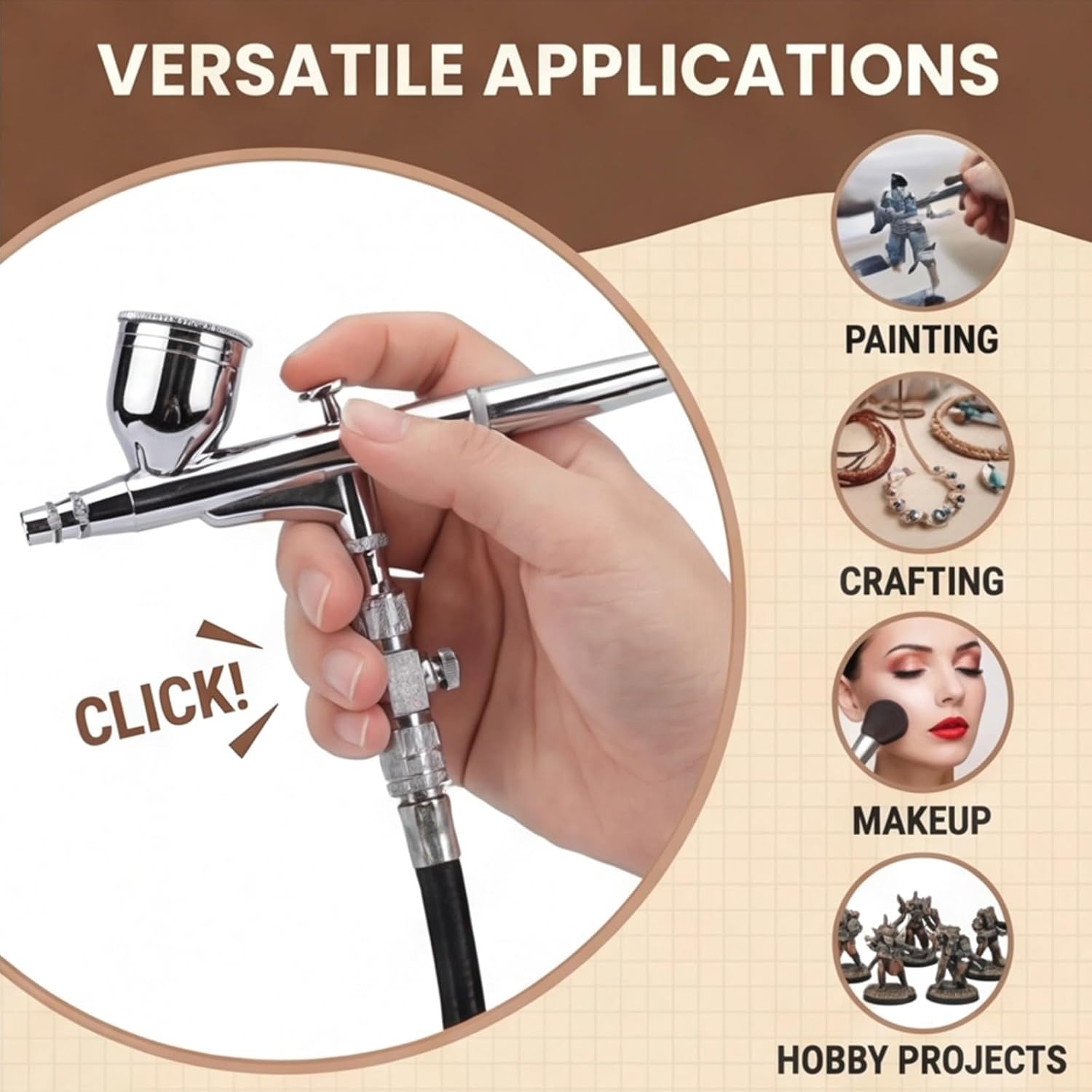 Airbrush Quick Release Disconnect Adapter with Adjustable Control Valve, 1/8 Inch Male and Female Quick Connect Coupling Kit with 5 Male and 1 Female Fittings