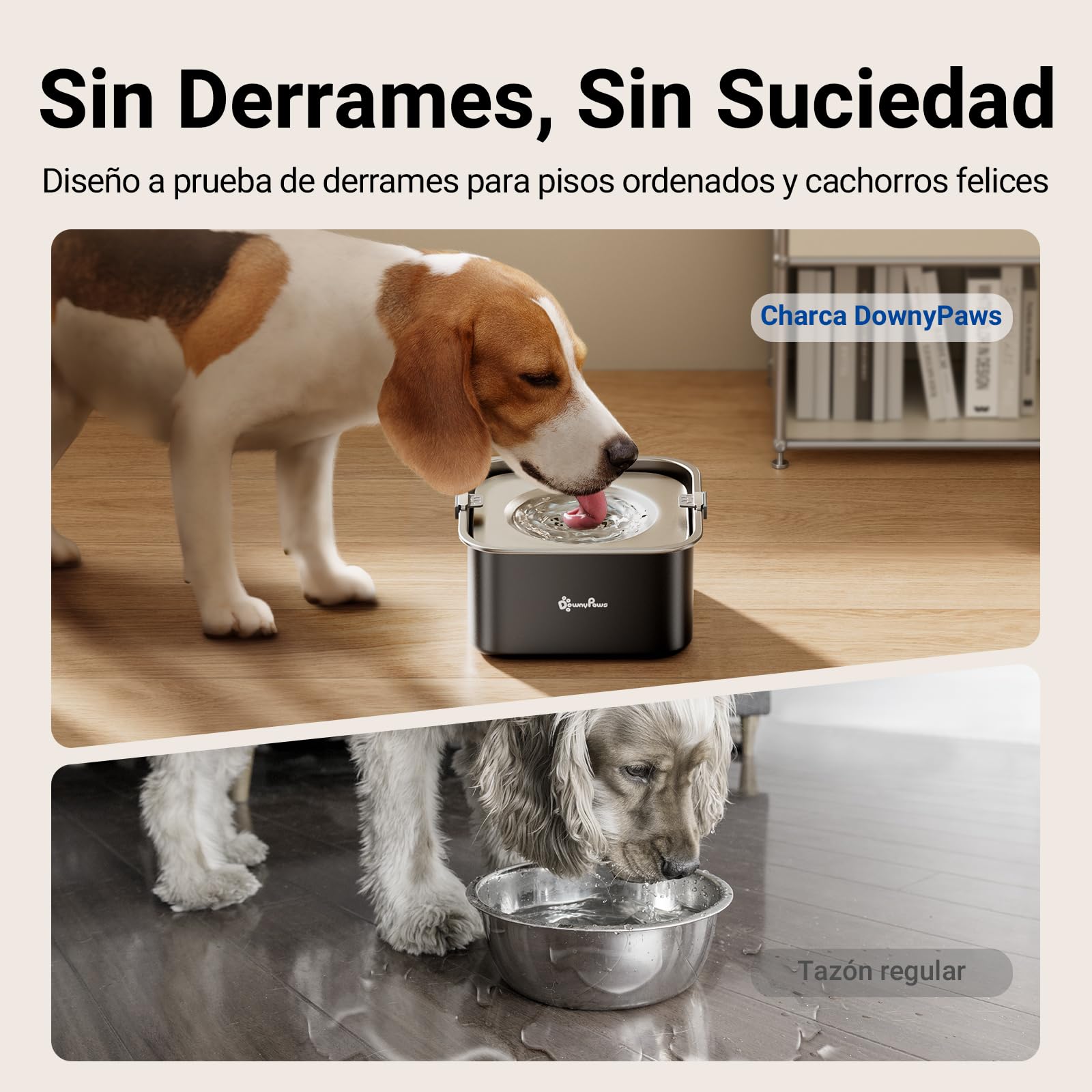 DownyPaws Bebedero Perro antigoteode Acero Inoxidable 3L, Bebedero Antigoteo Perro con Plato Flotante Sellado Integrado, Antipolvo y Antideslizante, Bebedero Perro Fomenta Beber Lentamente (Negro)