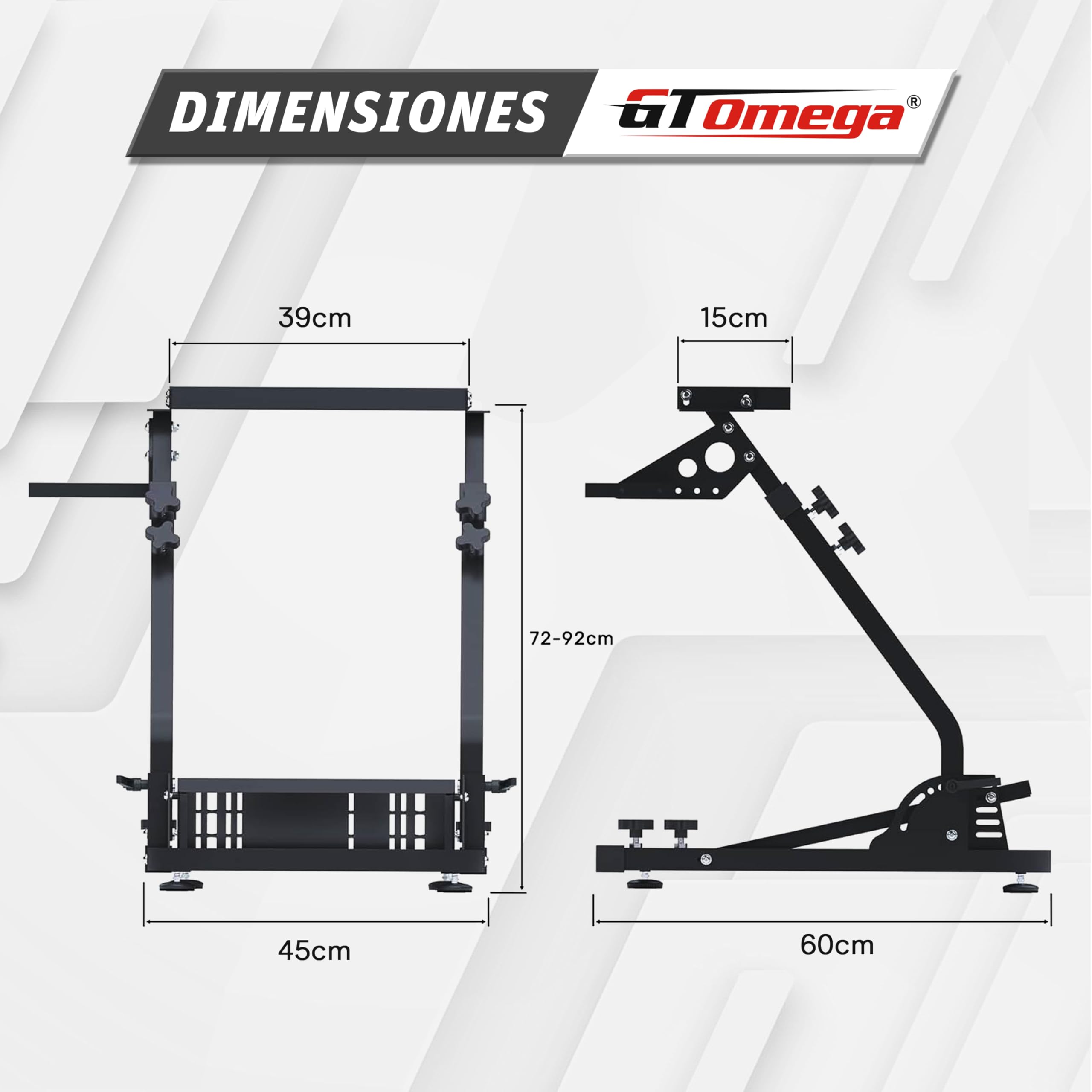 GT OMEGA Soporte de Volante Clásico - Plegable de Nivel de Entrada Sim Rig, Pre-Equipado con un Montaje de Palanca de Cambio y Silla Link, Ajustable y Listo para Actualizar
