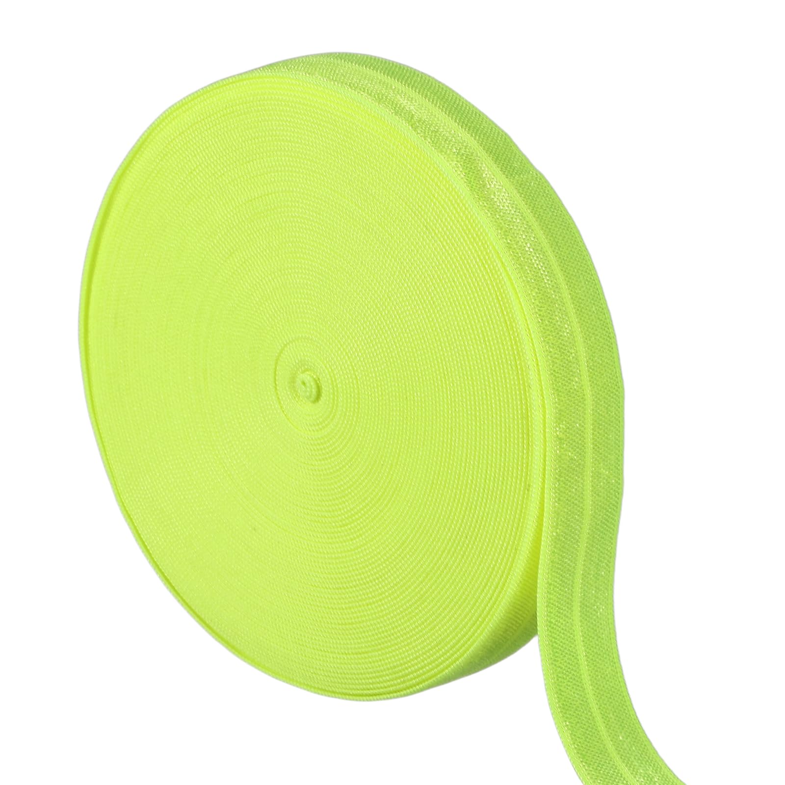 sourcing map 10 Yards Fold Over Elastic Stretch Ribbon Strap, 1-1/2 Inch Wide Folded Edge Elastic Webbing for Hair Ties Headbands DIY Craft Waistband Pants Clothes, Lime