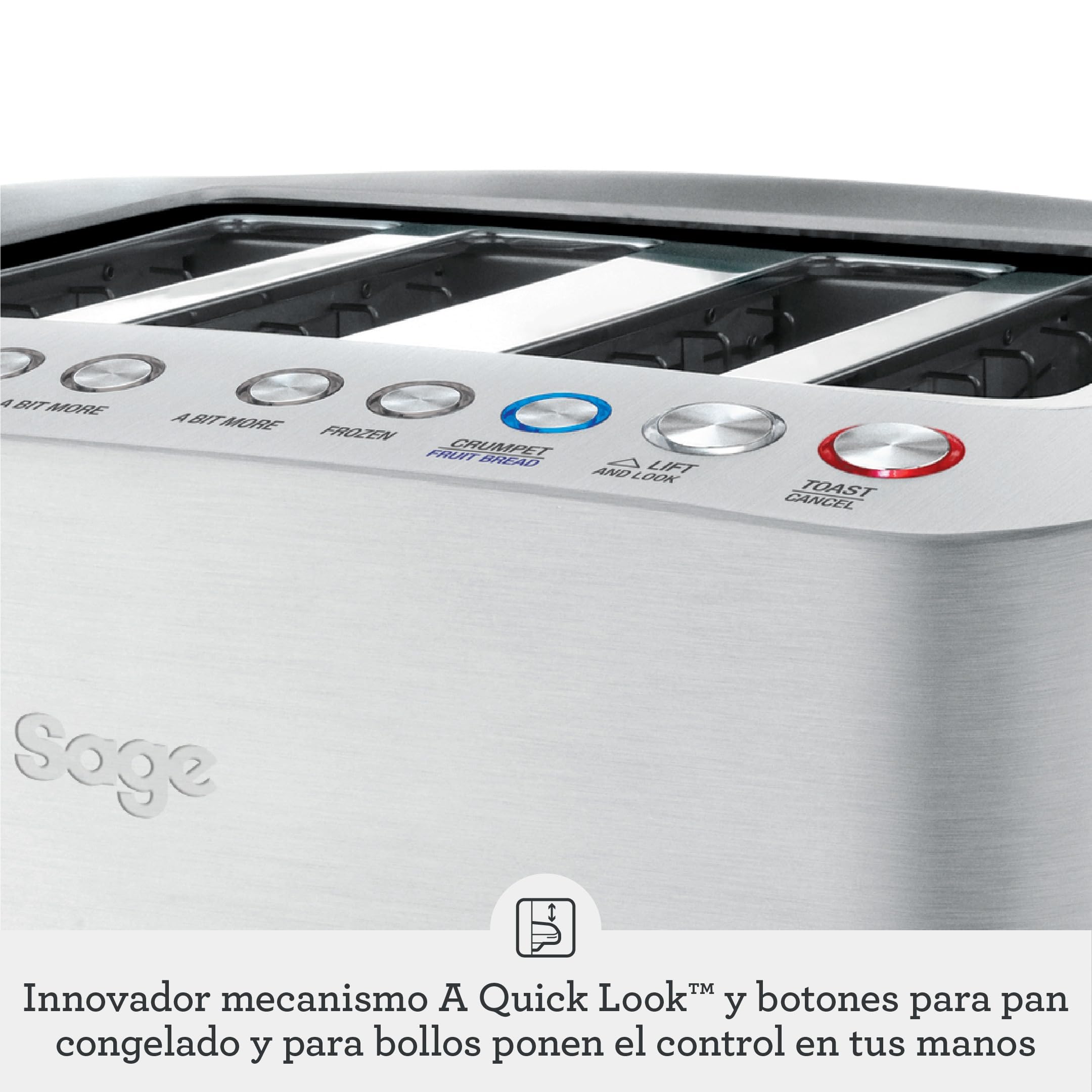 Sage Smart Toast, Tostadora de 4 Rebanadas, Aluminio | Ranuras Extra Anchas, Funciones Automáticas de un Toque, Control Variable, Bandeja Recogemigas Frontal