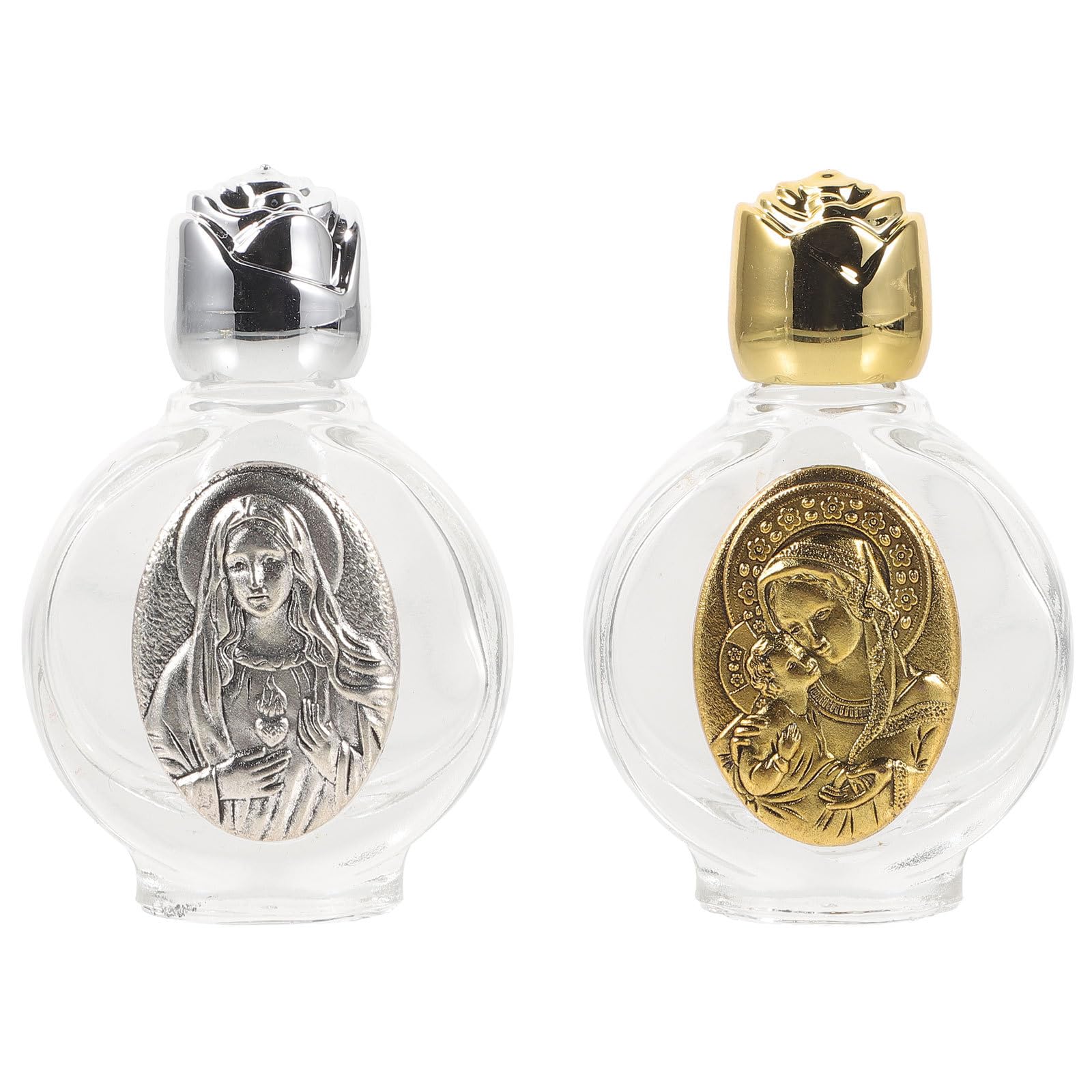 VILLCASE 2pcs Glass Holy Water Bottle, Decorative Bottles Holy Water Container, Religious Empty Oil Containers for Catholic Christian Party Church