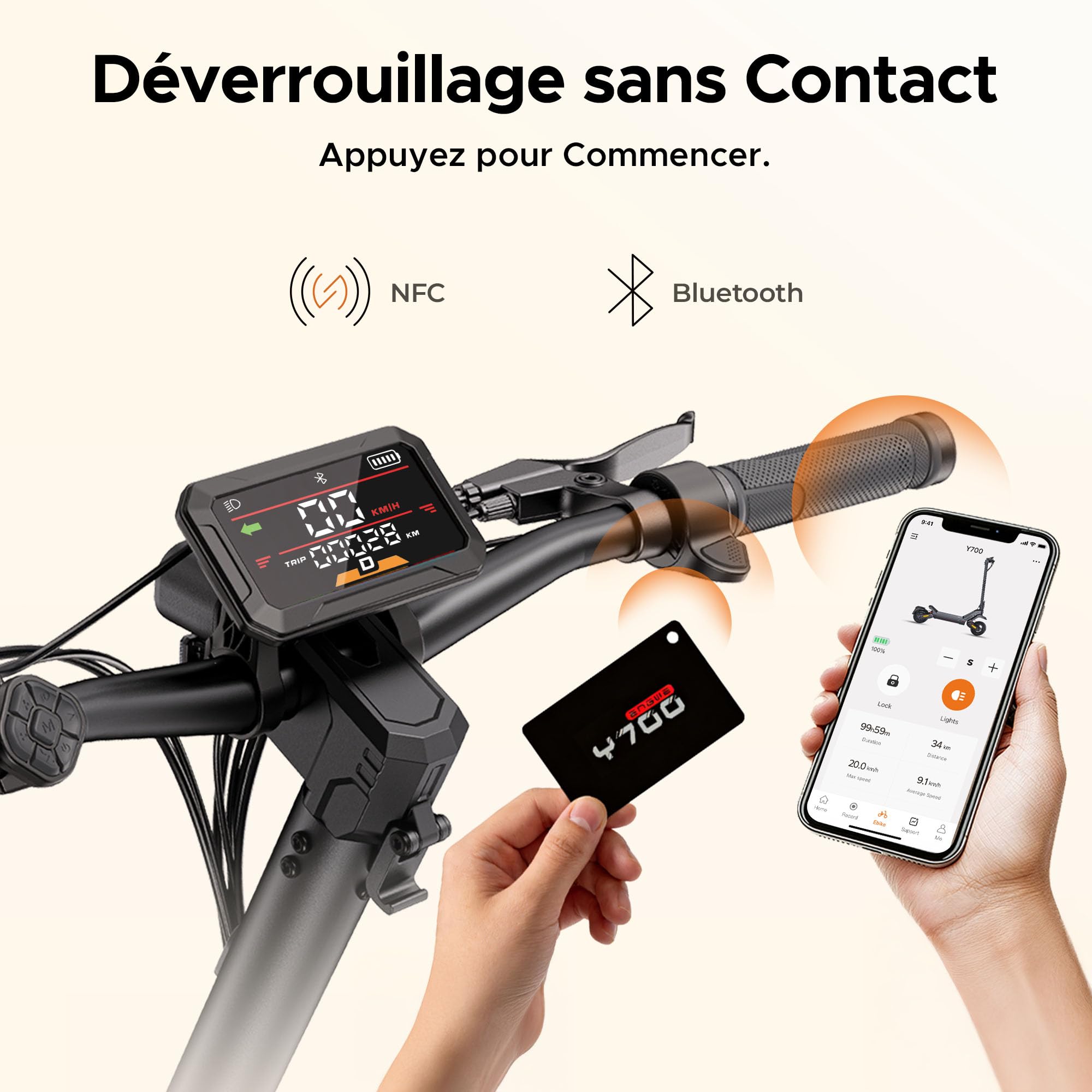 ENGWE Trottinette Électrique Pliable, Y700 | Batterie 48 V 18.2 Ah, NFC et Bluetooth, Autonomie Jusqu'à 85 Km, Suspension Tout-Terrain