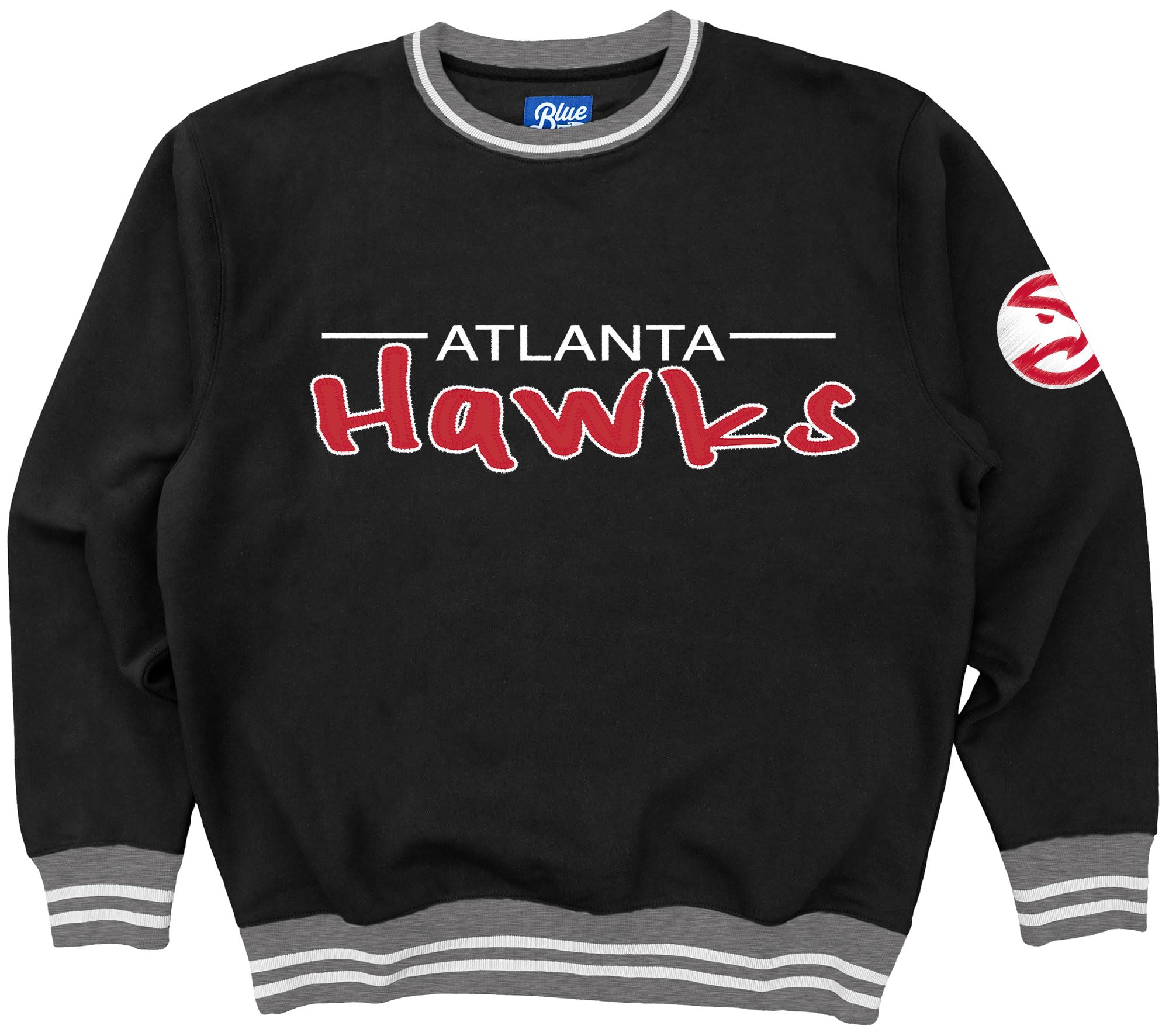 Blue 84 NBA unisex-adult Nba Officially Licensed Varsity Rib Crewneck Sweatshirt Twill Embroidery