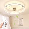 NIORSUN 60cm Ceiling Fan with Lights & Remote, 3 Colours Ceiling Fans Lamp, 5000LM Dimmable LED, 6 Speeds & Timer Ultra-Quiet Modern Fan Light for Bedroom Living Room Kitchen (White) [Energy Class E]
