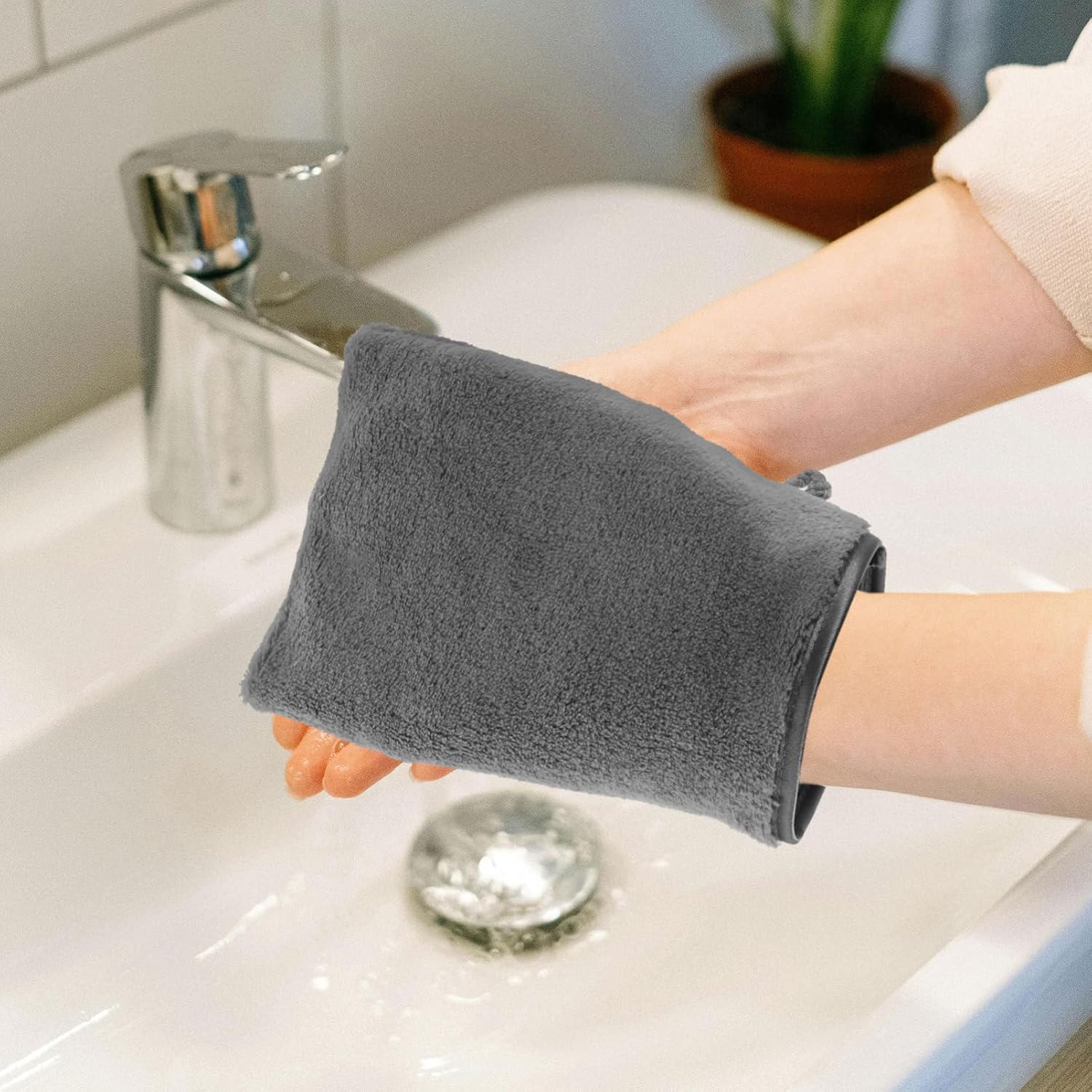 6pcs Reusable Body Wash Mitt Soft Absorbent Face Mitts Makeup Remover Gloves Fiber Spa Long-Lasting Bath