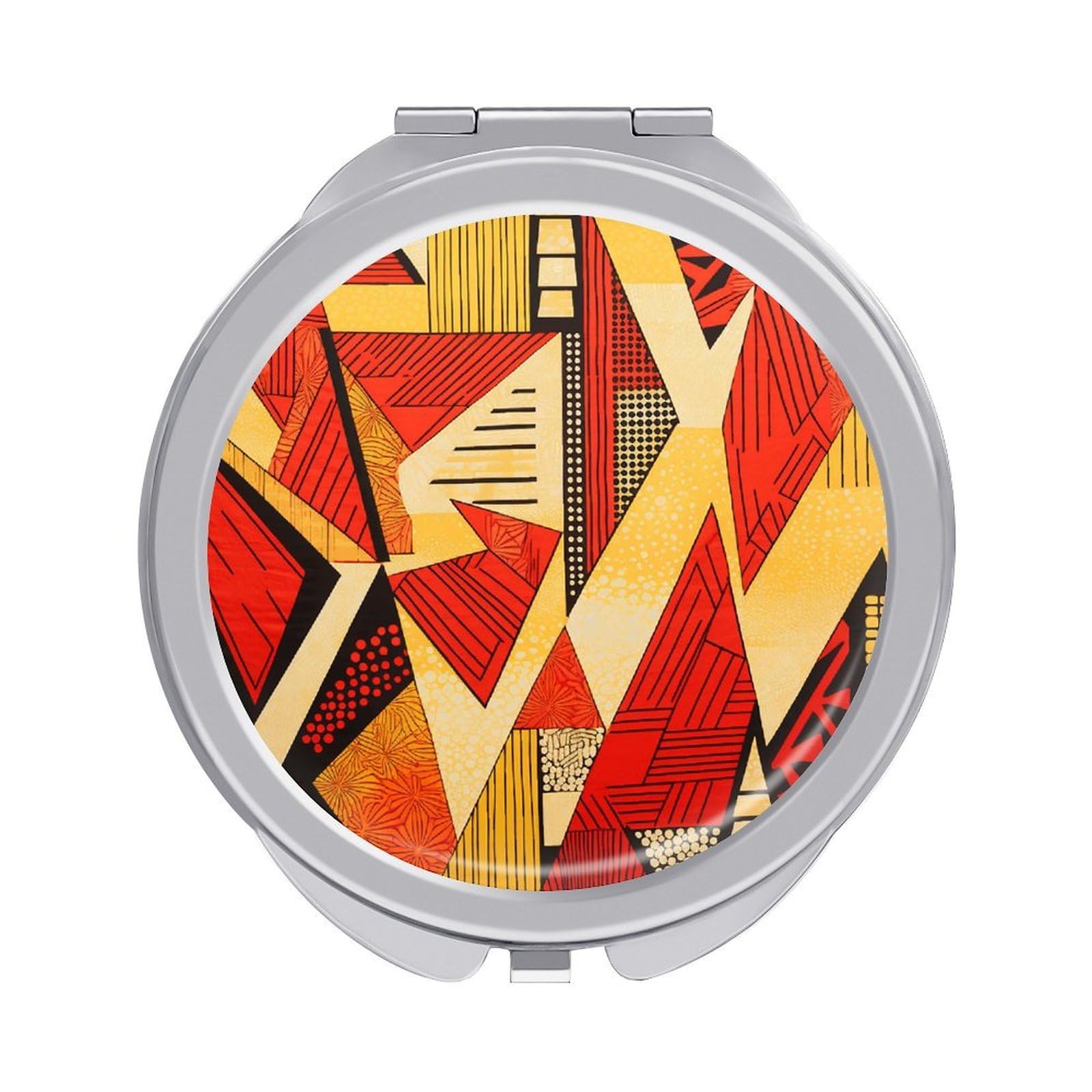 VstaDank African Style Prints Compact Mirror for Purses Round Fashion Travel Makeup Mirror 2X /1x Magnifying Double Sides Mini Mirrors Portable Pocket Mirrors for Handbag Purse Women Gift