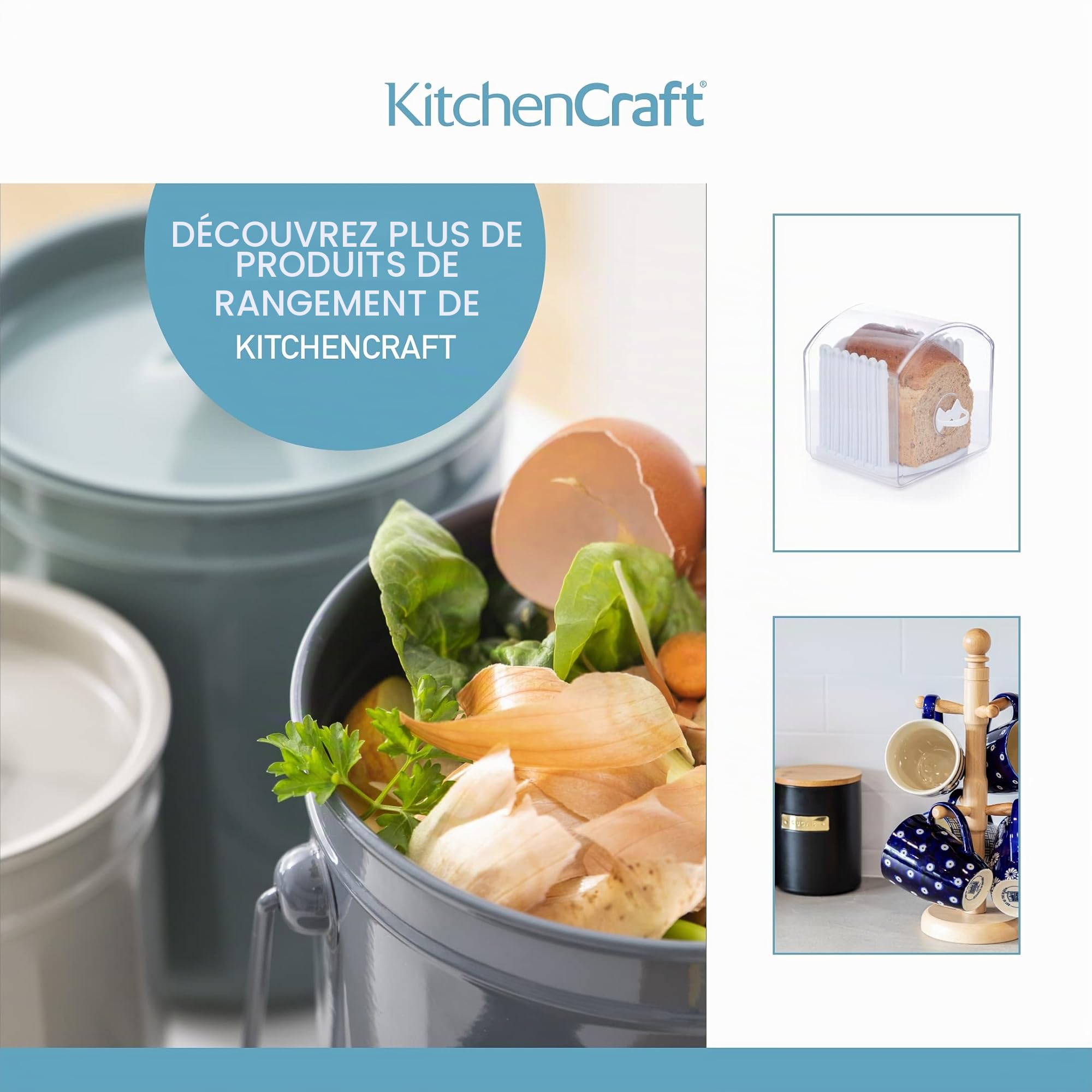 KC BLUE KitchenCraft Stay Fresh Boîte à Pain Extensible en Plastique avec Trancheur de Pain