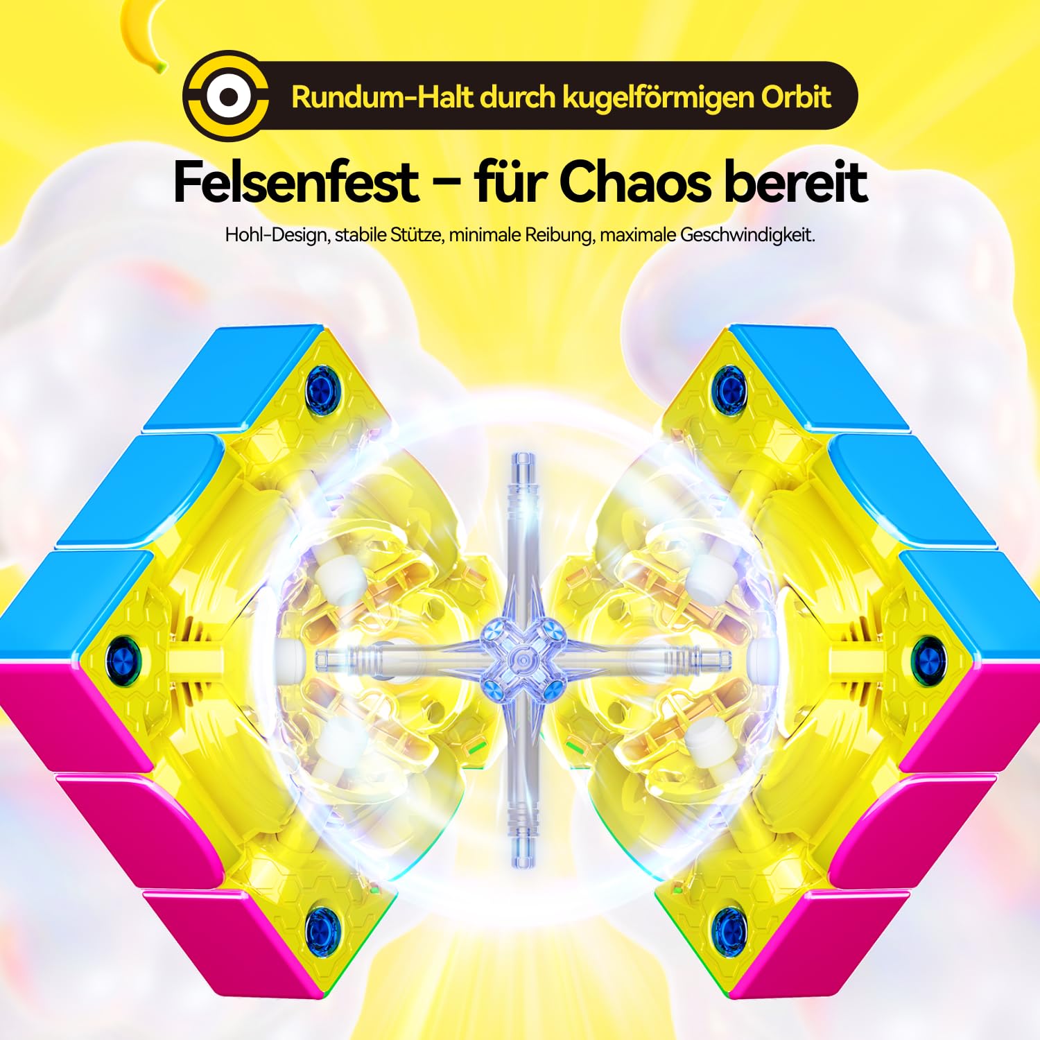 Pack GAN Speed Cube-V100 Maglev UV & V100 Maglev Édition Minions, Speed Cube 3x3 Magnétique, Cube Magique Positionnement Omnidirectionnel, Cube De Vitesse Magnétique 64g Léger, Casse Tête Adulte Enfan