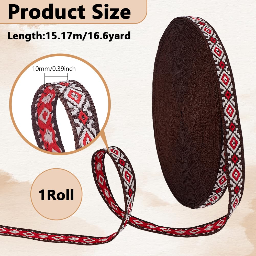 PandaHall Da 7 iarda / 7 m Nastro Jacquard Vintage, Nastro Etnico Da 1-3/8 pollice Nastro Ricamato In Pizzo Nastro In Tessuto Tessuto con Frange per Accessori di Abbigliamento Fai Da Te