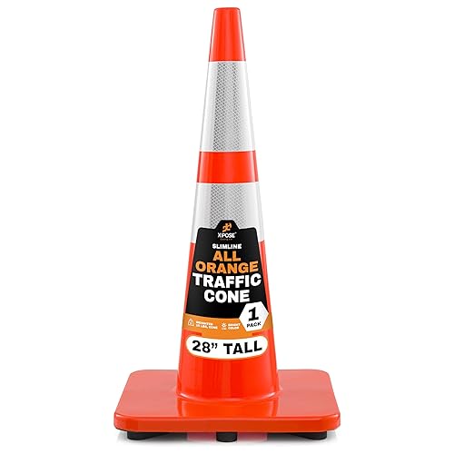 Miniatura 117 de Xpose Safety Conos de tráfico naranjas de 28 pulgadas con collares de 6 y 4 pulgadas, 1 paquete – Cono de seguridad de plástico PVC multiusos para