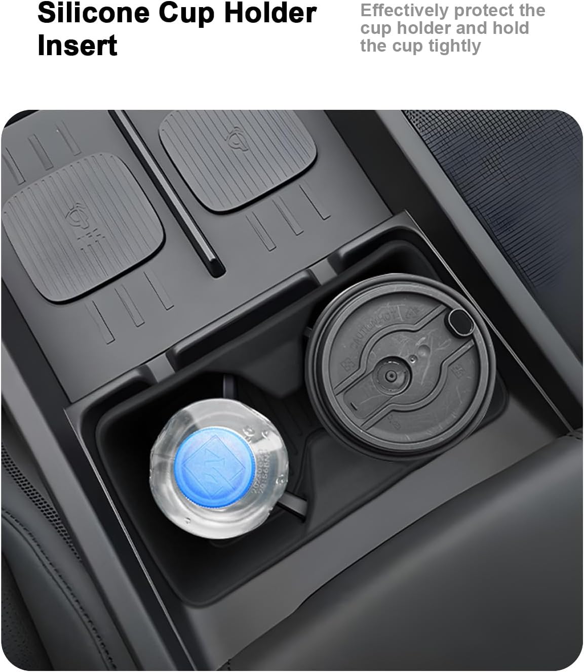 2024-2026 Hyundai Santa Fe Silicone Center Console Cup Holder + Silicone Wireless Charging Pad Set for 2024-2026 Santa Fe Hybrid Accessories - 2Pcs Interior Accessories