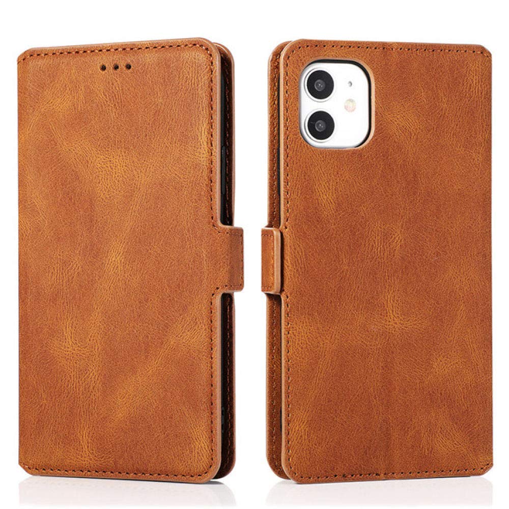 Étui portefeuille iPhone 12 Pro cuir marron support de carte - 6