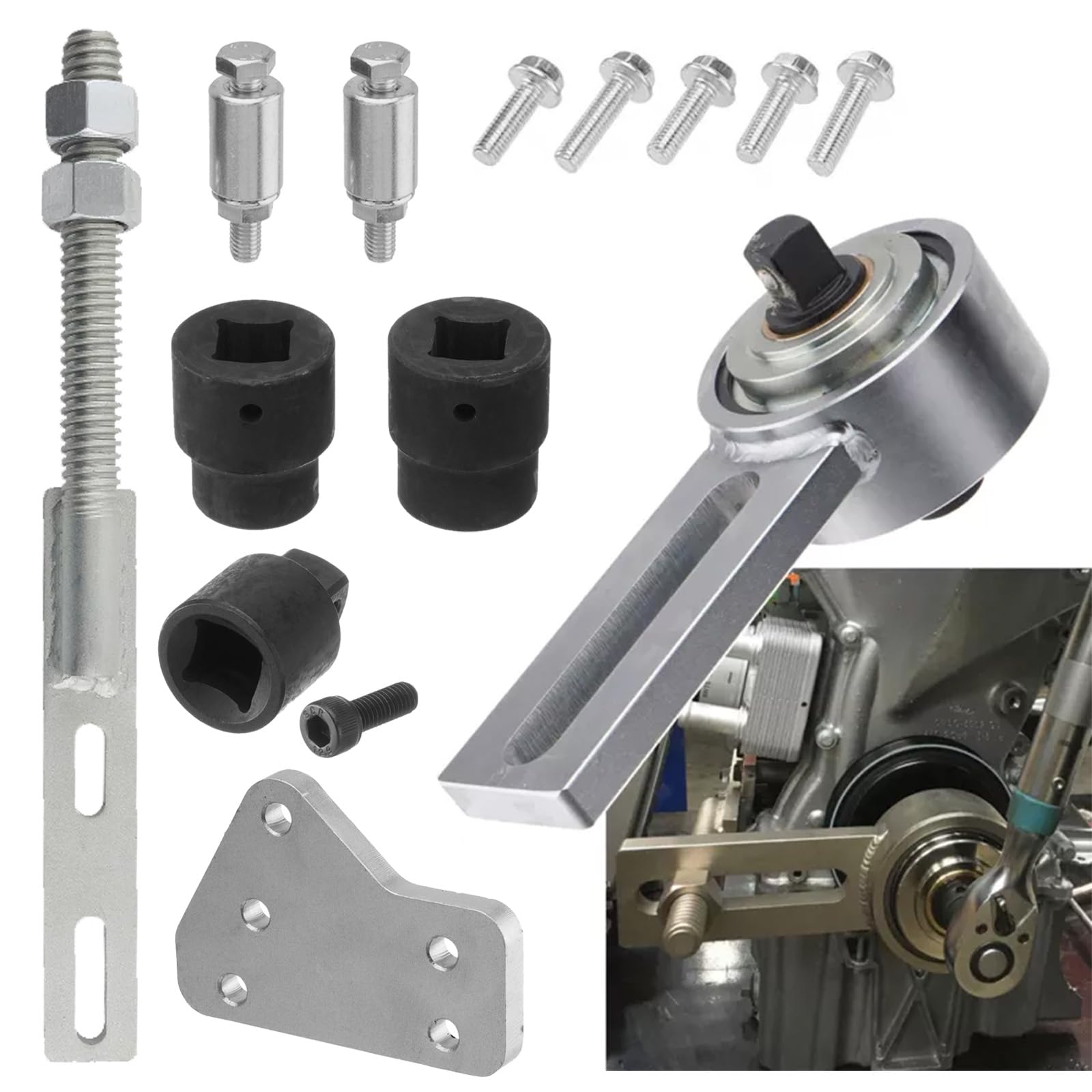 Multiplicateur De Couple Ensemble, Poulie Vilebrequin De Retrait D'Outil D'Amplificateur Pour Ford 1.0 2.0 Ecoboost Duratec OEM 303-1611 303-1611-01 303-1611-02 (1:5)
