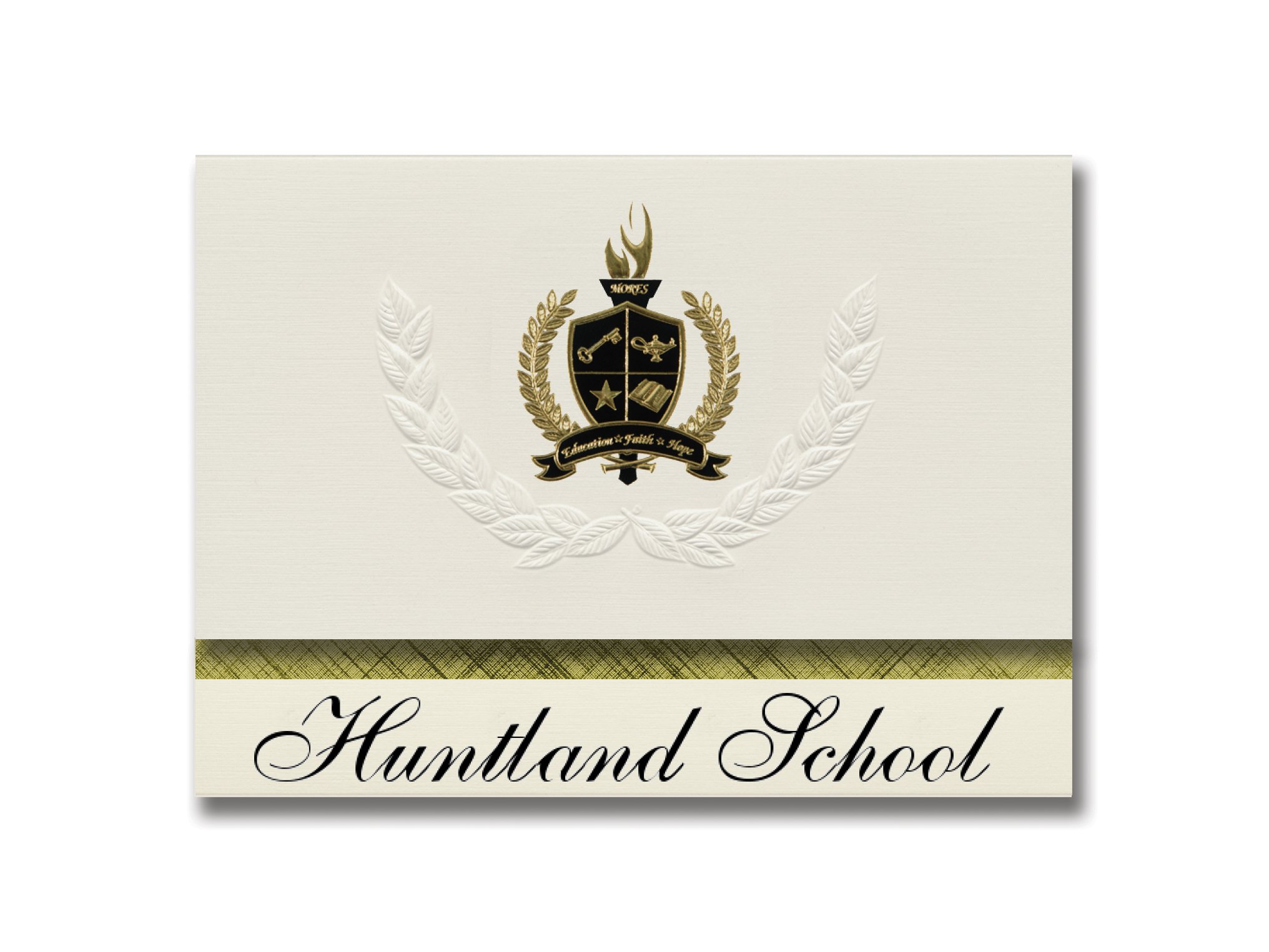 Signature Announcements Huntland School (Huntland, TN) Graduation Announcements, Presidential style, Basic package of 25 with Gold & Black Metallic Foil seal