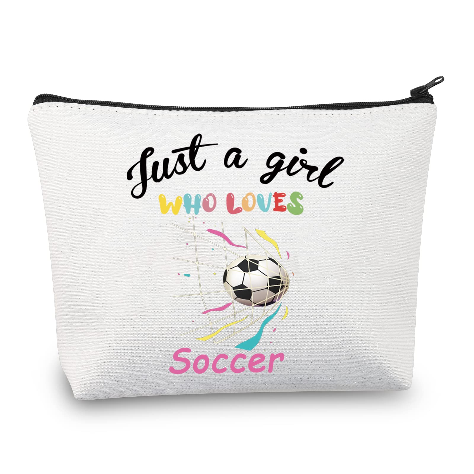 CMNIM Girl Soccer Gifts Just a Girl Who Loves Soccer Makeup Bags Soccer Travel Cosmetic Bag Gift for Soccer Players Fans