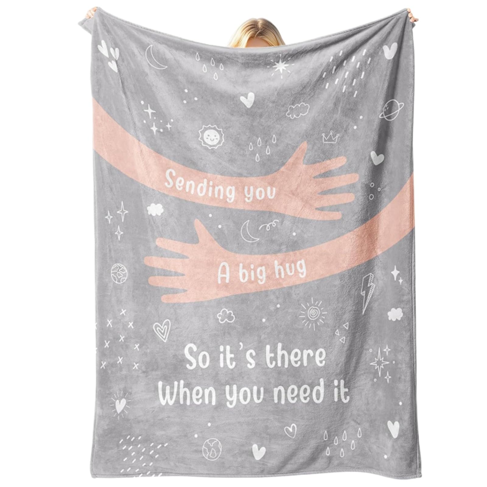 Meetoz Women's Grey Gifts For Or Men - Get Well Soon Blanket, Inspirational Blanket For Her Him, Cheer Up Hug Healing, Thinking Of You Gifts/Encouragement Healing/Inspirational Present (B)