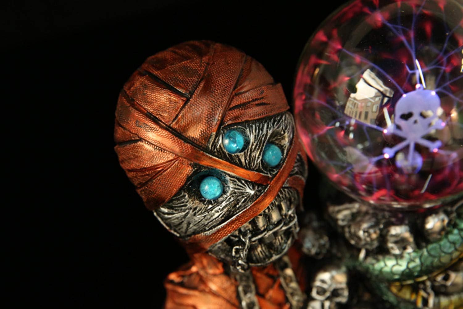 Magic Skull Mummy Plasma Ball Touch & Sound Interactive Electric Toy Night Light Lamp Statue for Decorations Parties Bedroom
