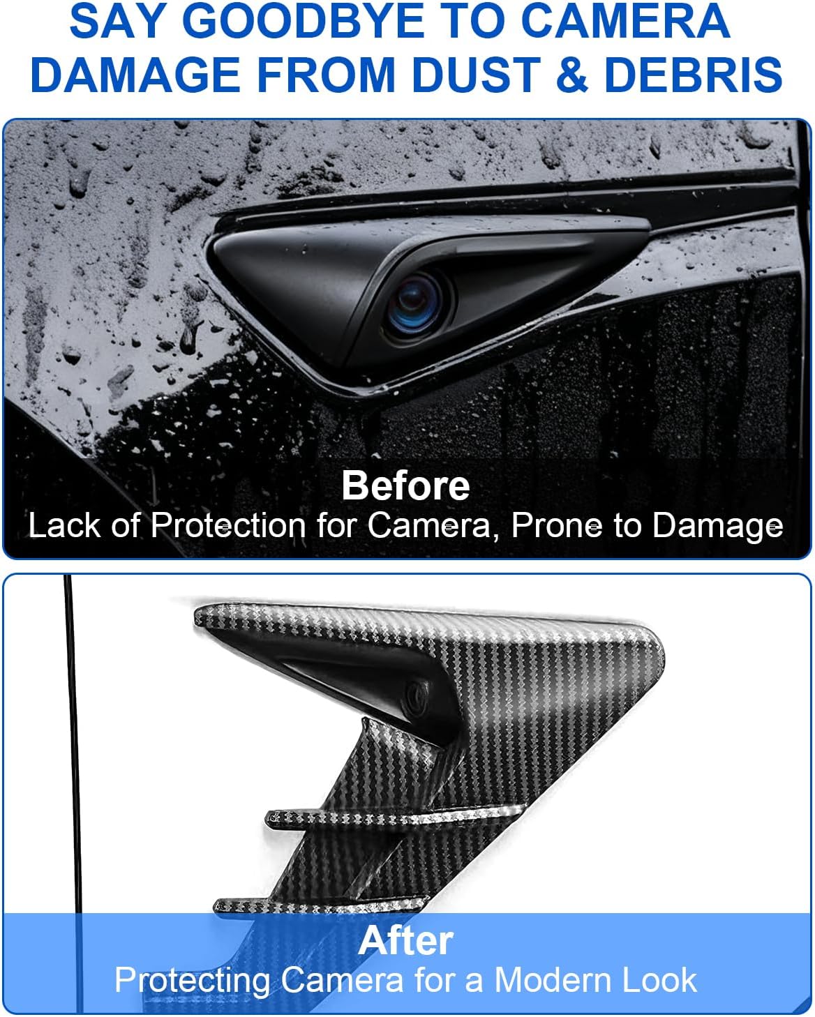 for Tesla Side Fender Camera Cover Trim Model Y Refreshed Juniper Model 3 Highland Accessories 2025 2026 Carbon Fiber Pattern Camera Indicator Protection Marker Cover Decorative Modification