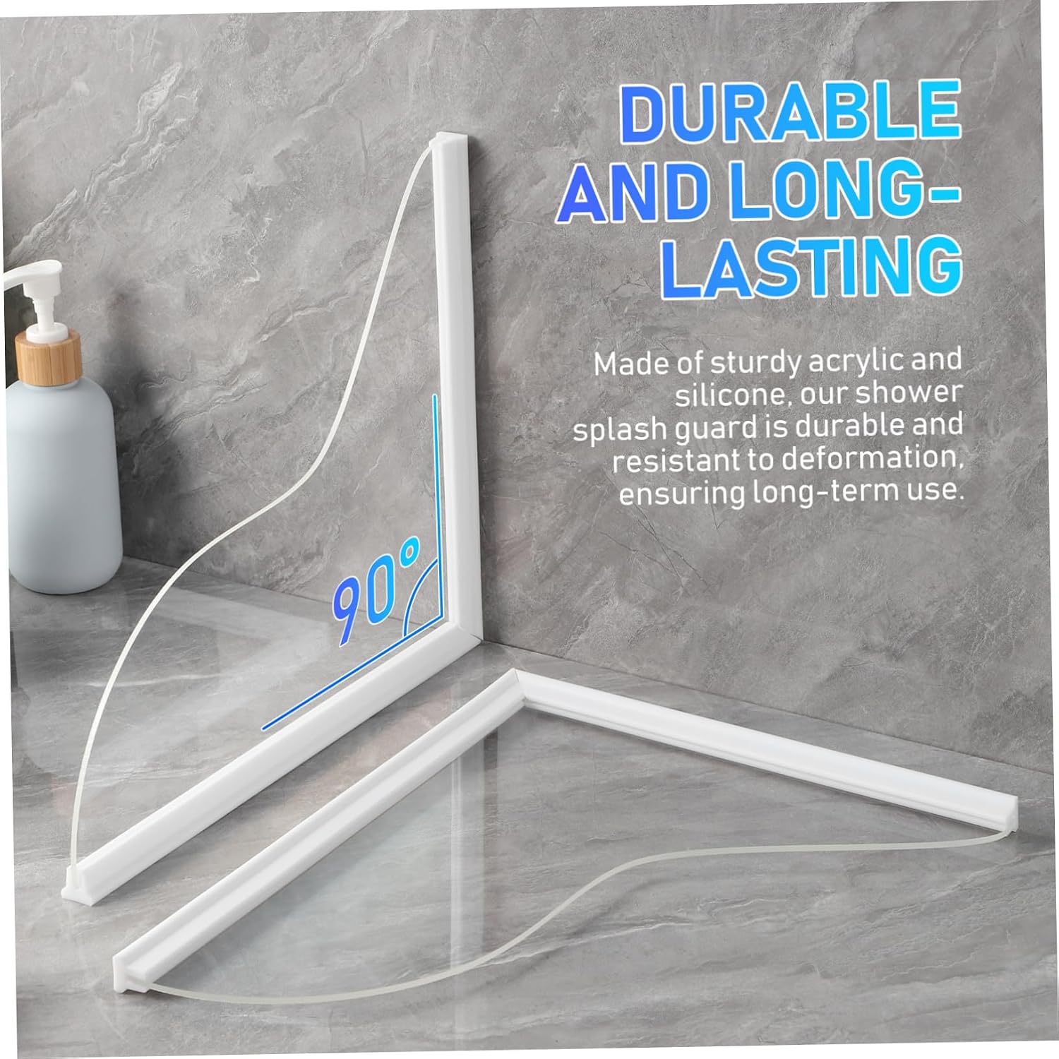 2pcs Clear Bathtub Edge Splash Guard Easy Install Corner Splash Shield for Washbasin and Tub Acrylic and Silicone Design No Drilling Low Maintenance