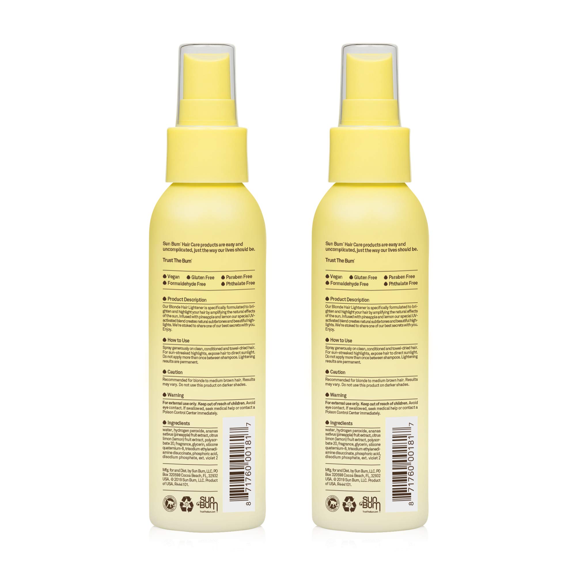 Sun Bum Blonde Hair Lightener - Vegan, Paraben, Gluten and Cruelty-Free Color Enhancing Brightener for Blondes, 2 Pack
