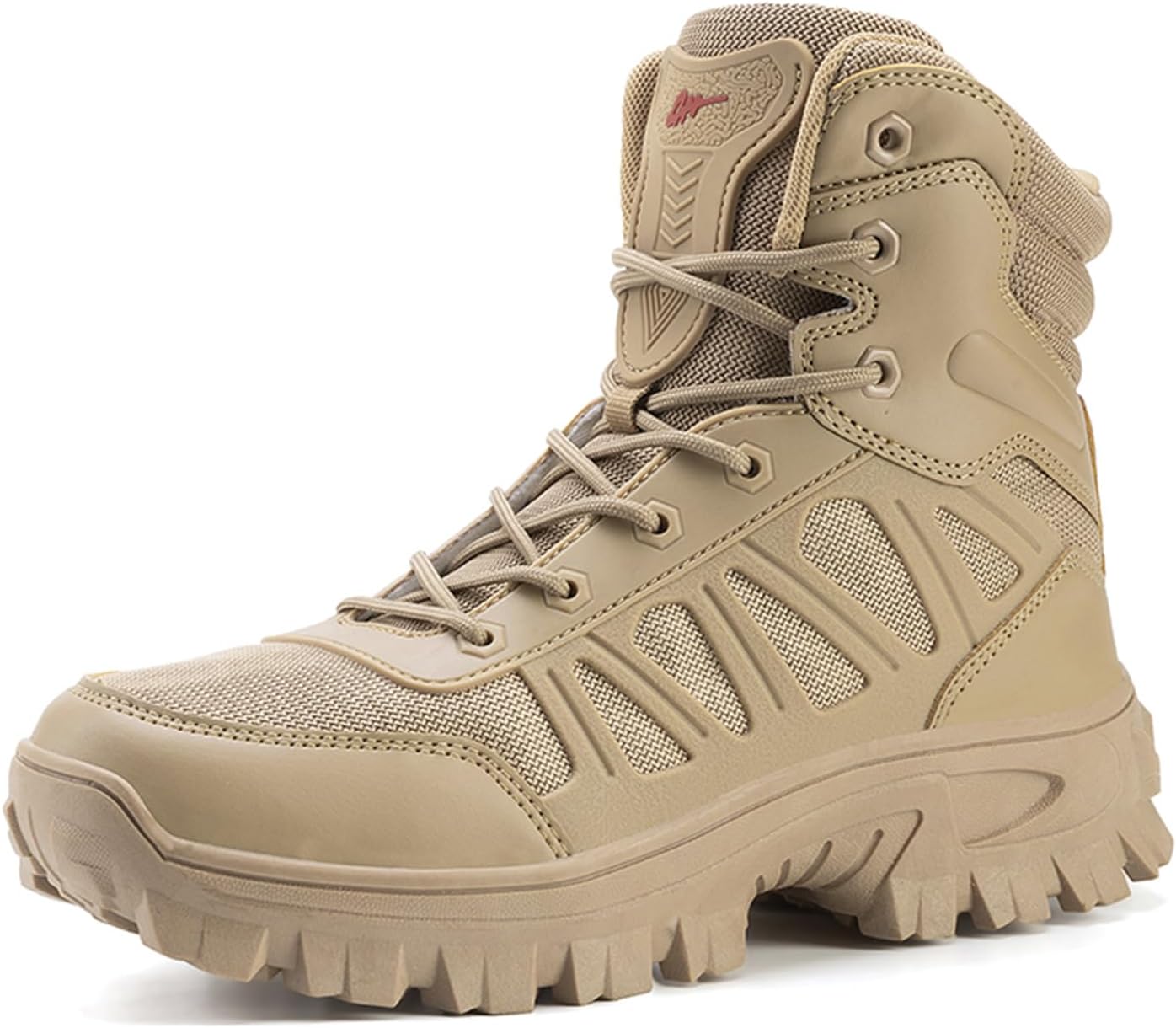 Men's Mid Top Leather Mesh 6 Inches Military Tactical Boots Lightweight Breathable Non Slip Sole For Hiking Combat Motorcycle Jungle Desert Backpacking Work Outdoor