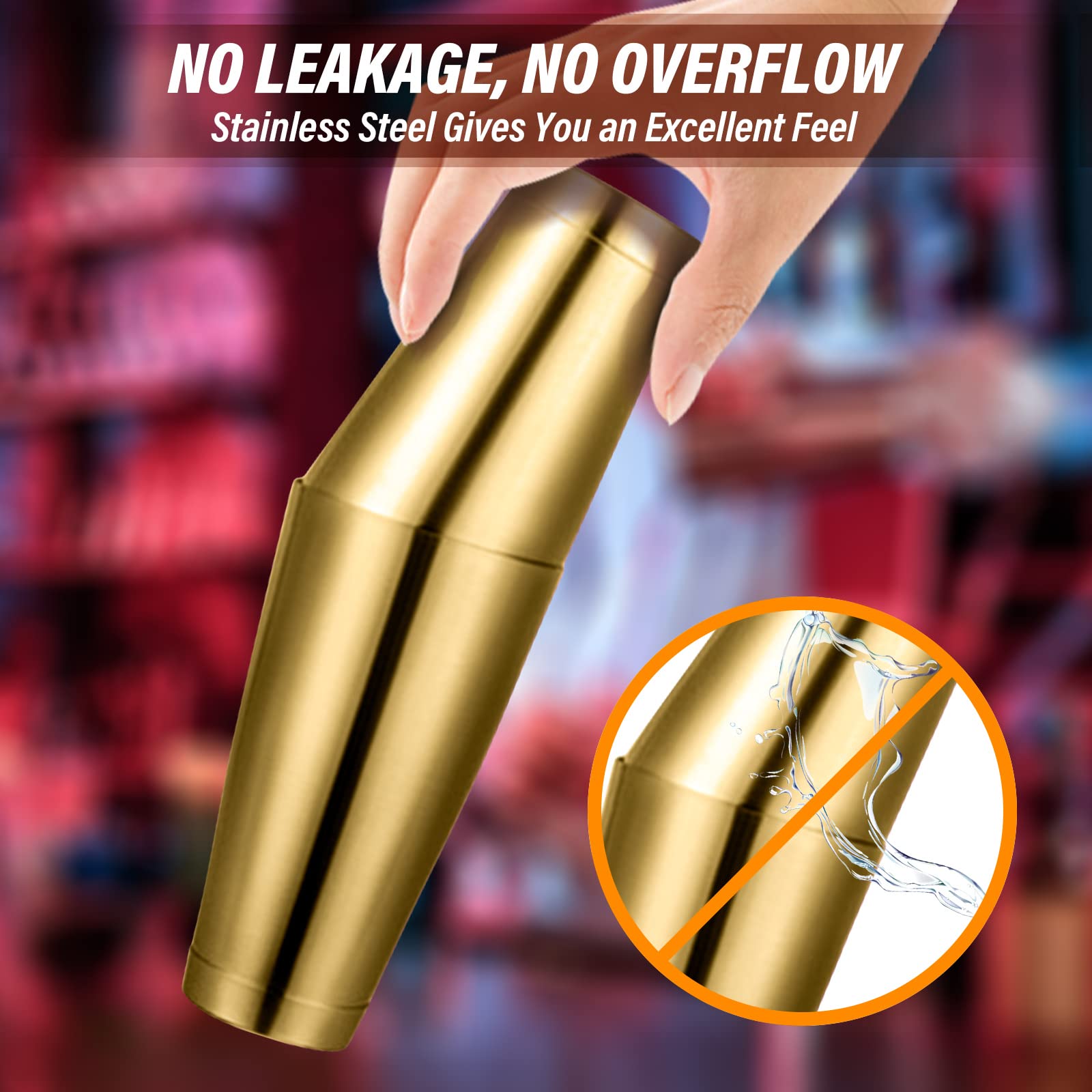 Boston Shaker Cuivre Professionnel 600ml + 750ml - Shaker à Cocktail Acier Inoxydable Lesté Anti-Fuite, Idéal Barman Maison