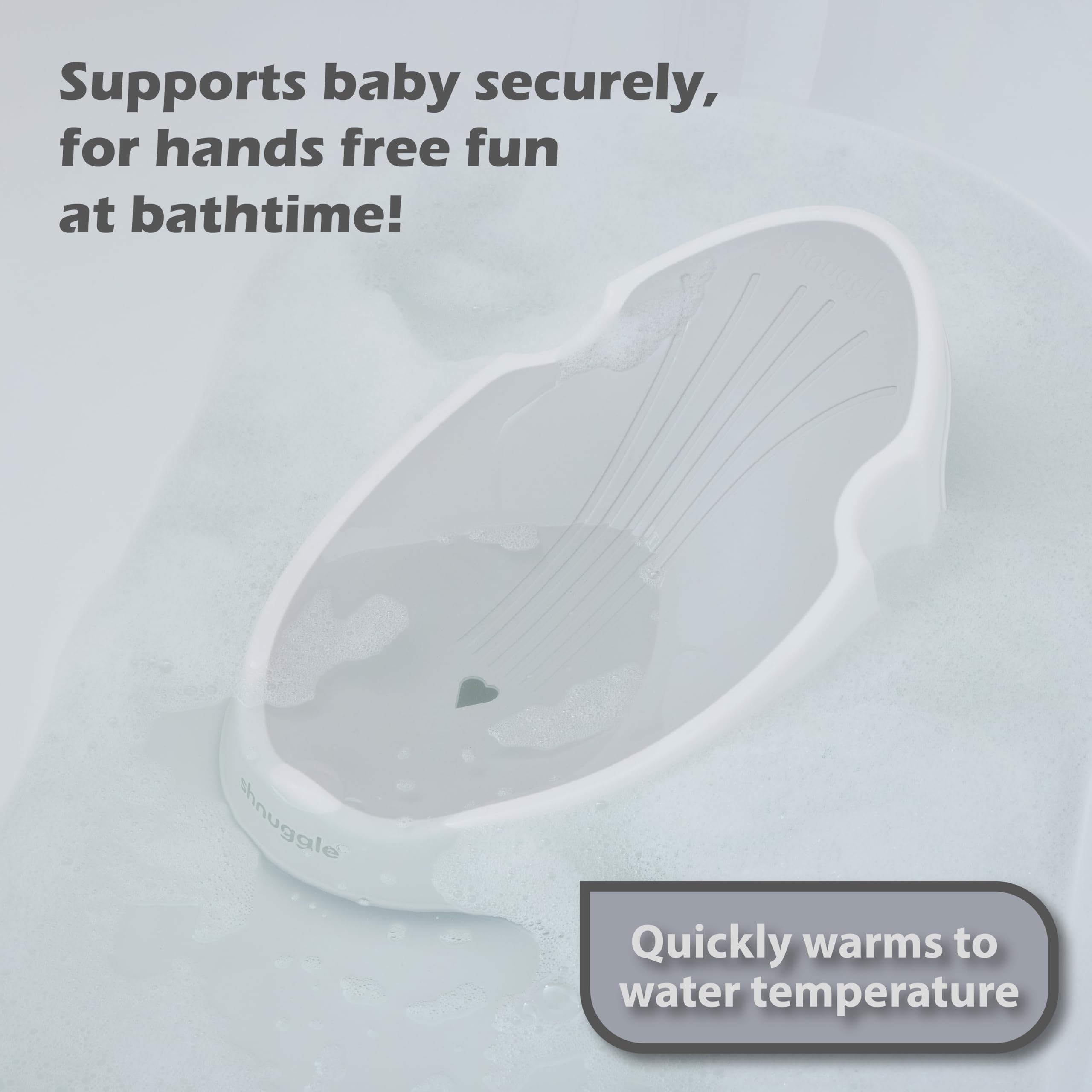 Shnuggle Soporte de baño para recién nacido, asiento ergonómico suave al tacto, base ligera antideslizante, higiénico y compacto, perfecto para bebés de hasta 6 meses/9 kg, blanco y gris