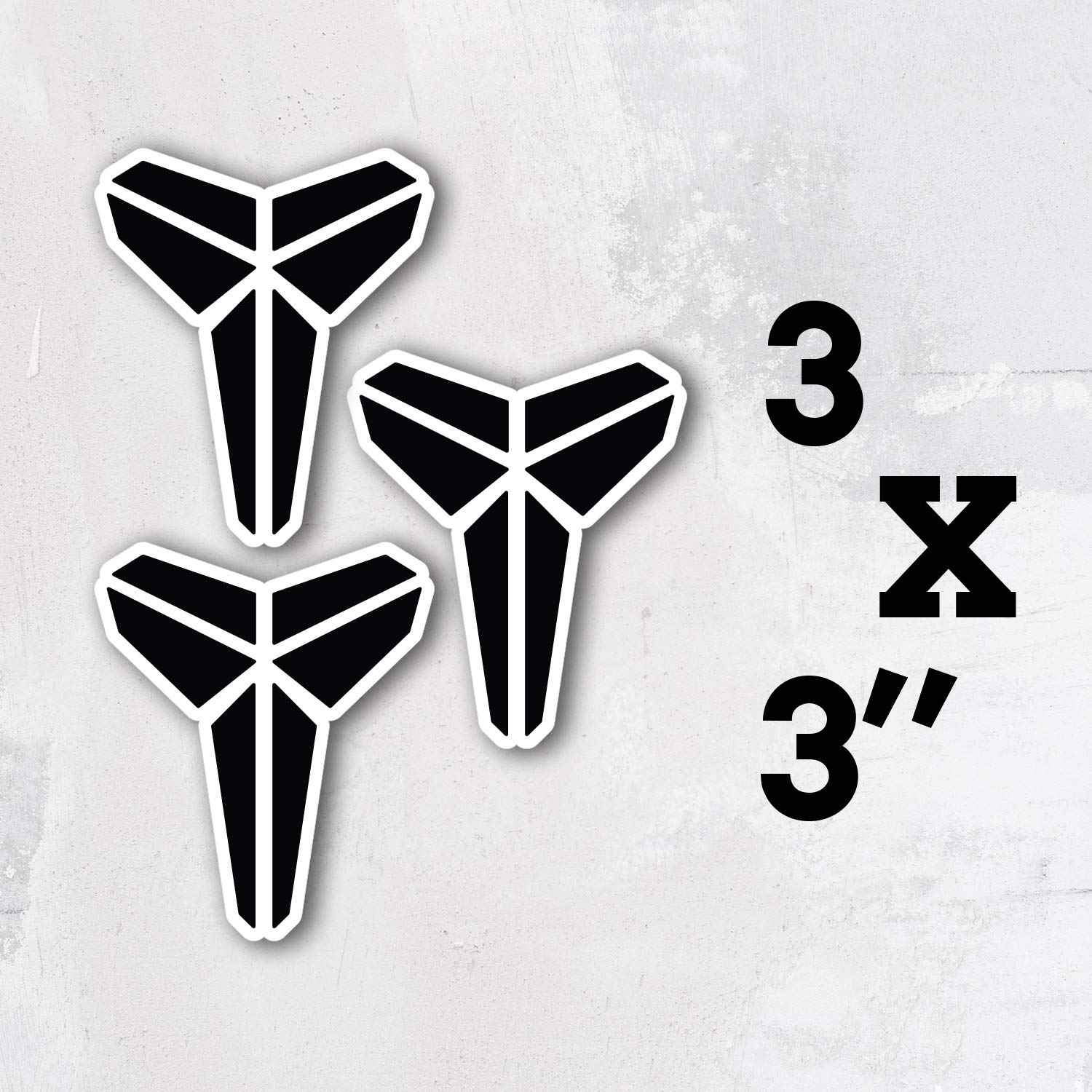 Koby Bryant Logo Lakers Basketball Los Angeles Vinyl Sticker Art Decal Set of 3 Pieces - 3'' Longer Side