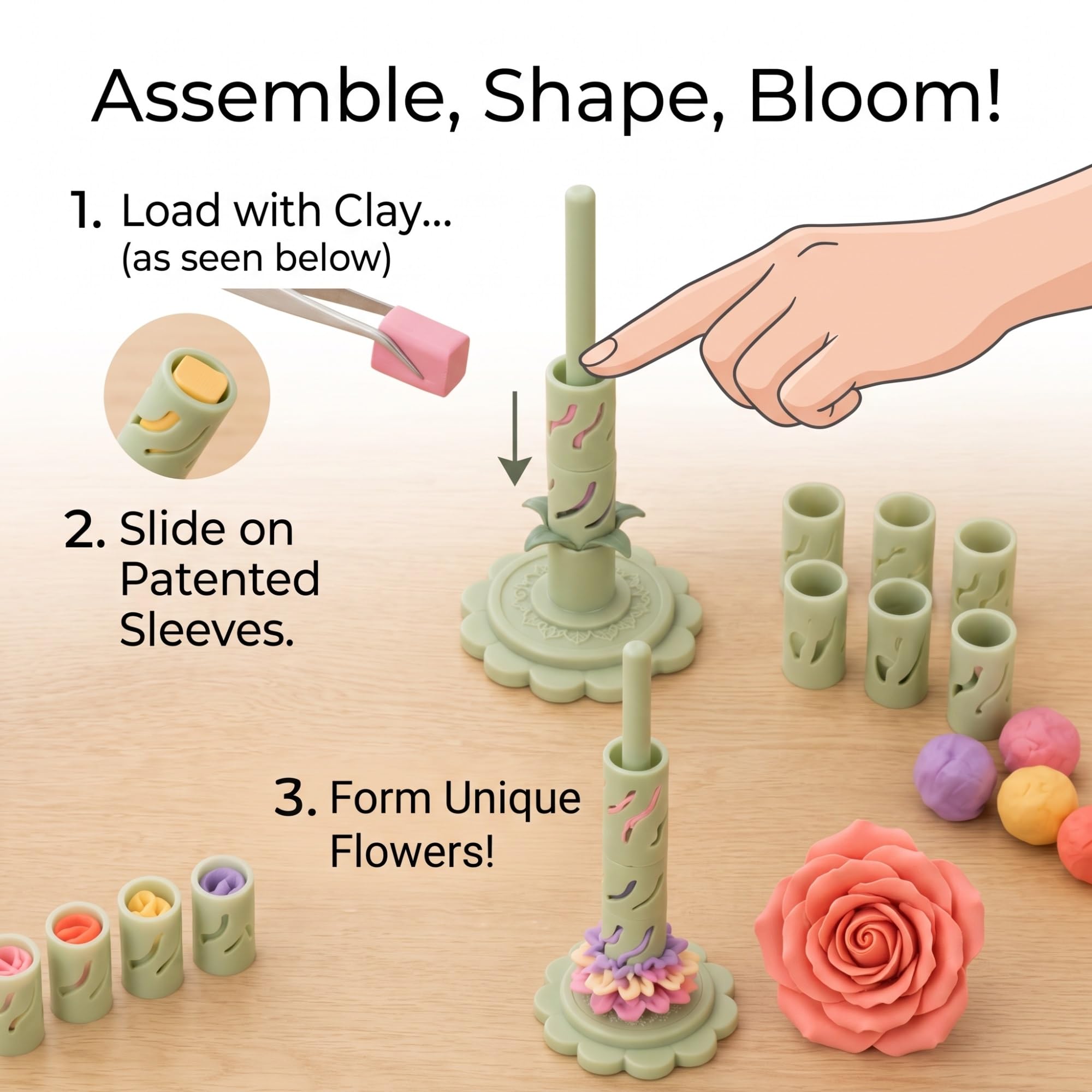 Modularer Clay Bloom Maker, 3D-gedruckter Polymer Clay Flower Maker