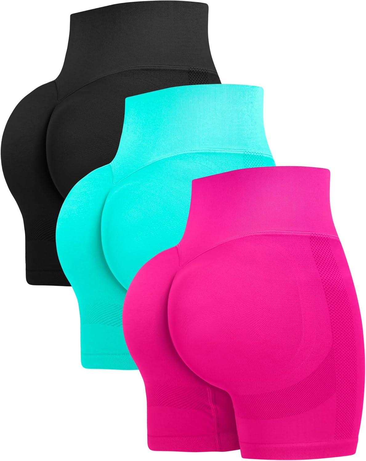 RUNNING GIRL Workout Shorts for Women 3 Piece High Waist Scrunch Tummy Control Active Biker Shorts Gym Running Yoga Shorts