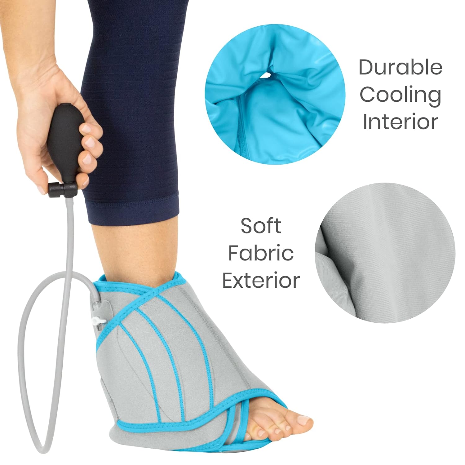 Vive Compression Ankle Ice Pack Wrap for Foot Pain Relief - Soft Cold Brace for Recovering Injuries - Support for Swelling, Sprains, & Fractures - Filled with Reusable Gel, Fits Small & Large Feet