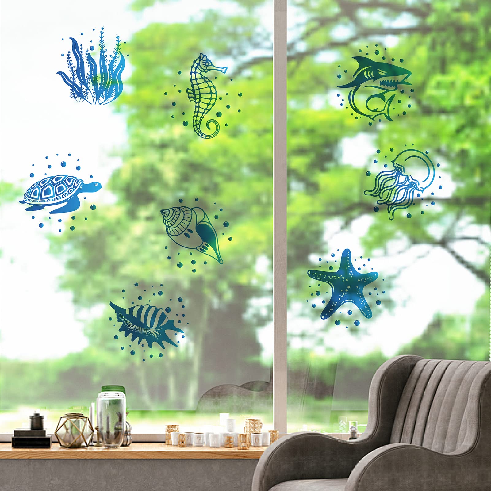 GORGECRAFT 4 Stks 16cm Oceaan Dier Raamstickers GORGECRAFT 4 Stks 16cm Oceaan Dier Raamstickers