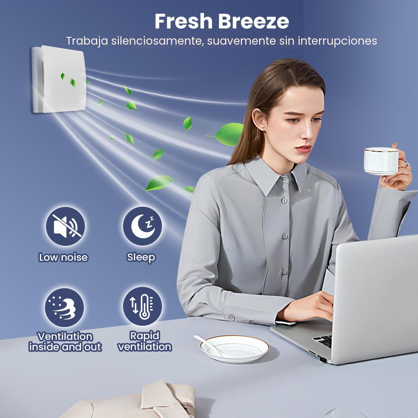 Extractor de aire Higroreglable, Extractor de aire de baño higrorregulable silencioso, 100 mm, 2 direcciones y 3 velocidades, Vmc cuarto de baño para ventilación en el inodoro