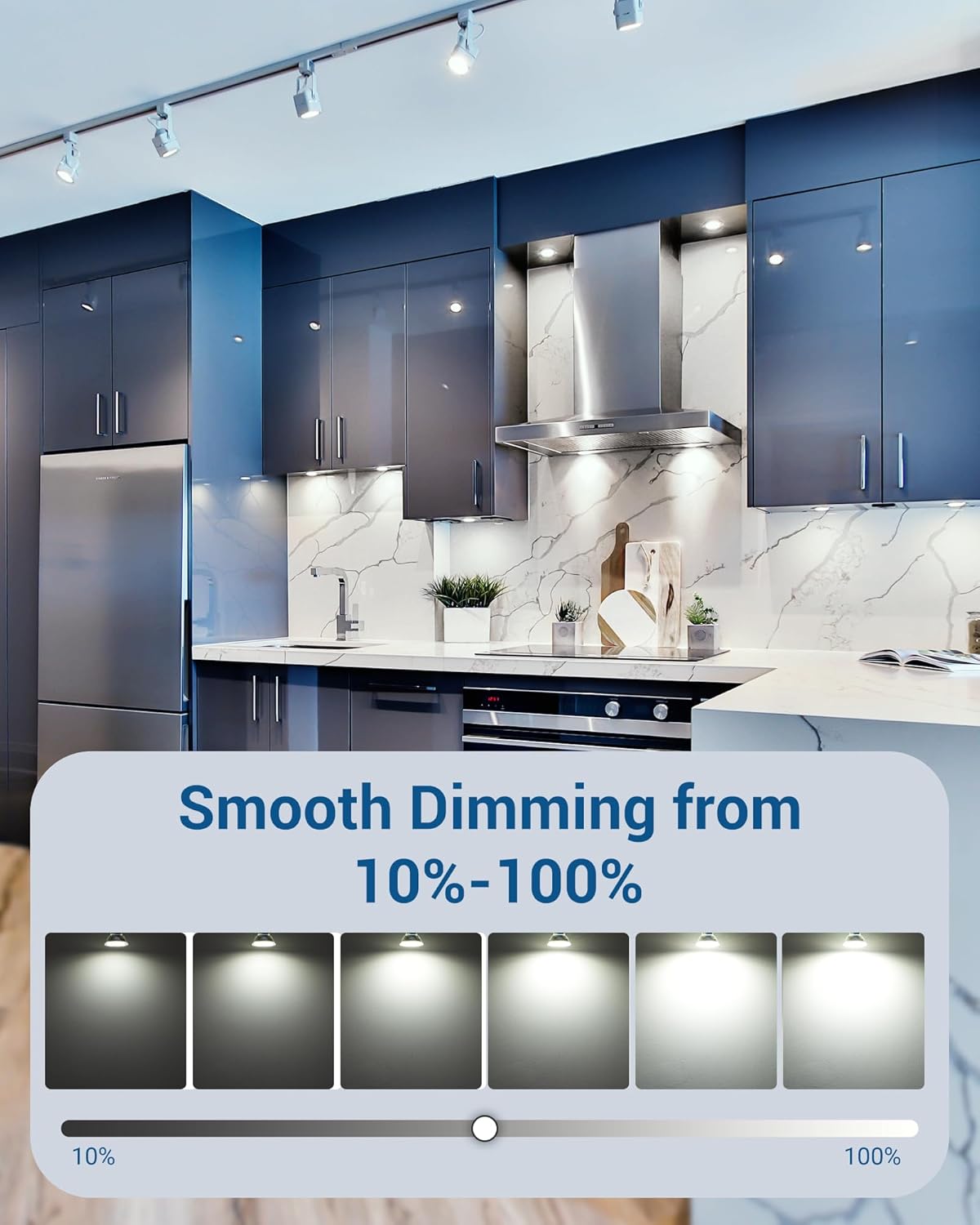 DEWENWILS GU10 Light Bulbs, Dimmable GU10 LED Bulb, 5W Equivalent 50W 5000K Daylight White Bulbs, Replacement for Track Lighting, 120° Flood Beam for Kitchen, Range Hood, Living Room, Bedroom, 6 Pack