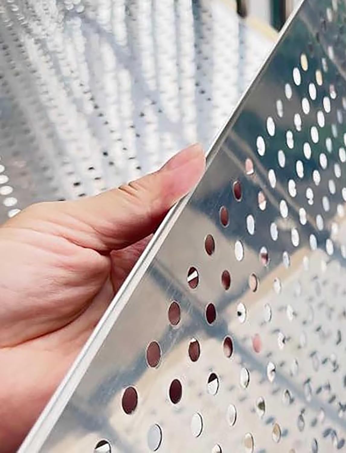 Leakproof Balcony Protection - Stainless Steel Perforated Fall Prevention Pads with Straps (8mm Thick, 1m Long, 65x100cm) - Durable Safety Solution for Windows