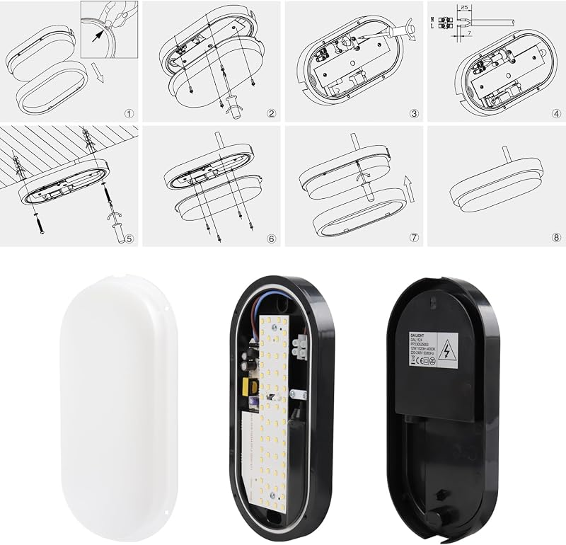 da LIGHT LED Mennyezeti Lámpa 12W 1020 Lumen Vízálló IP54 Fürdőszoba Nappali Pince 4000K Semleges Fehér 2db