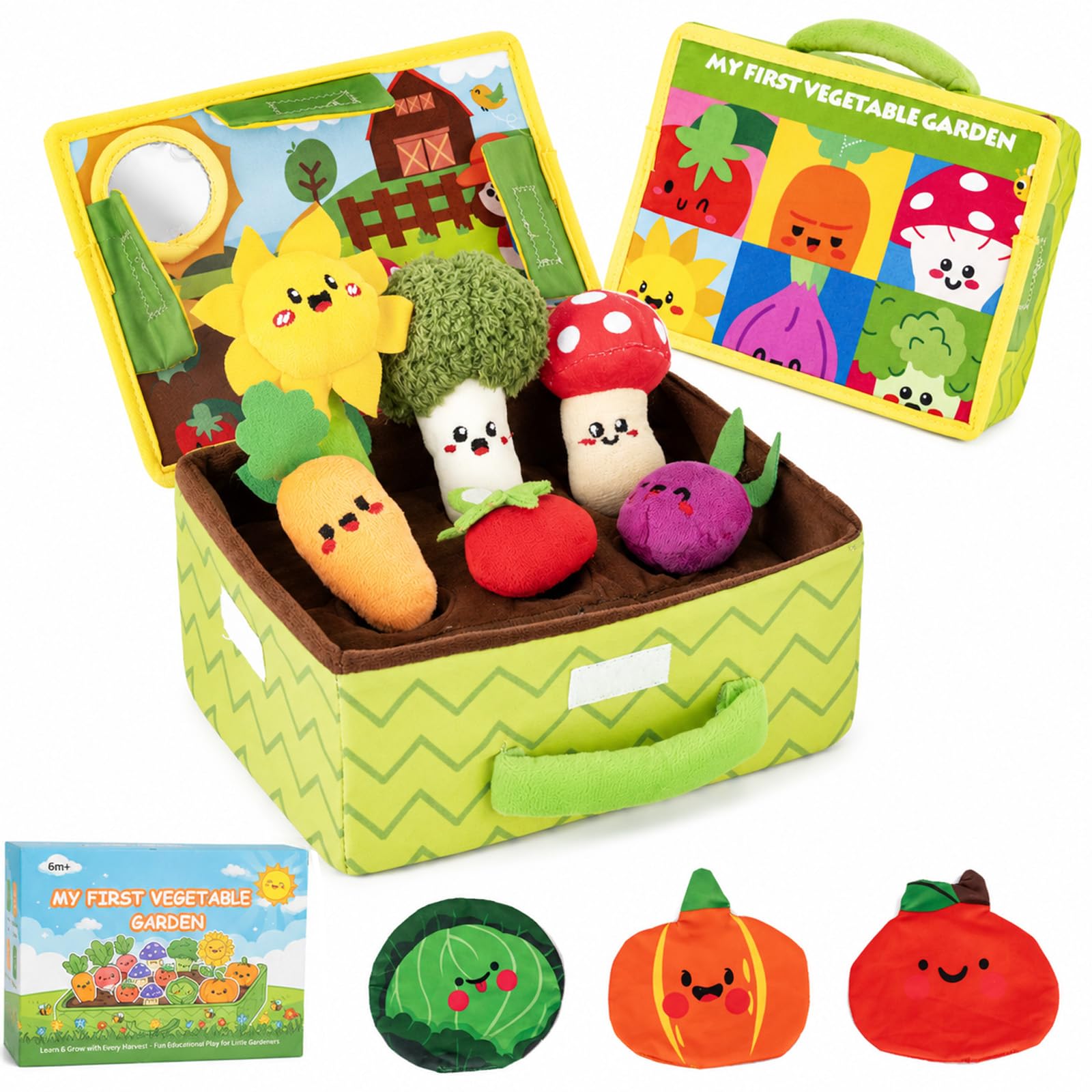 evergoods Sensory Toys ,Garden Plush Set with Storage Box