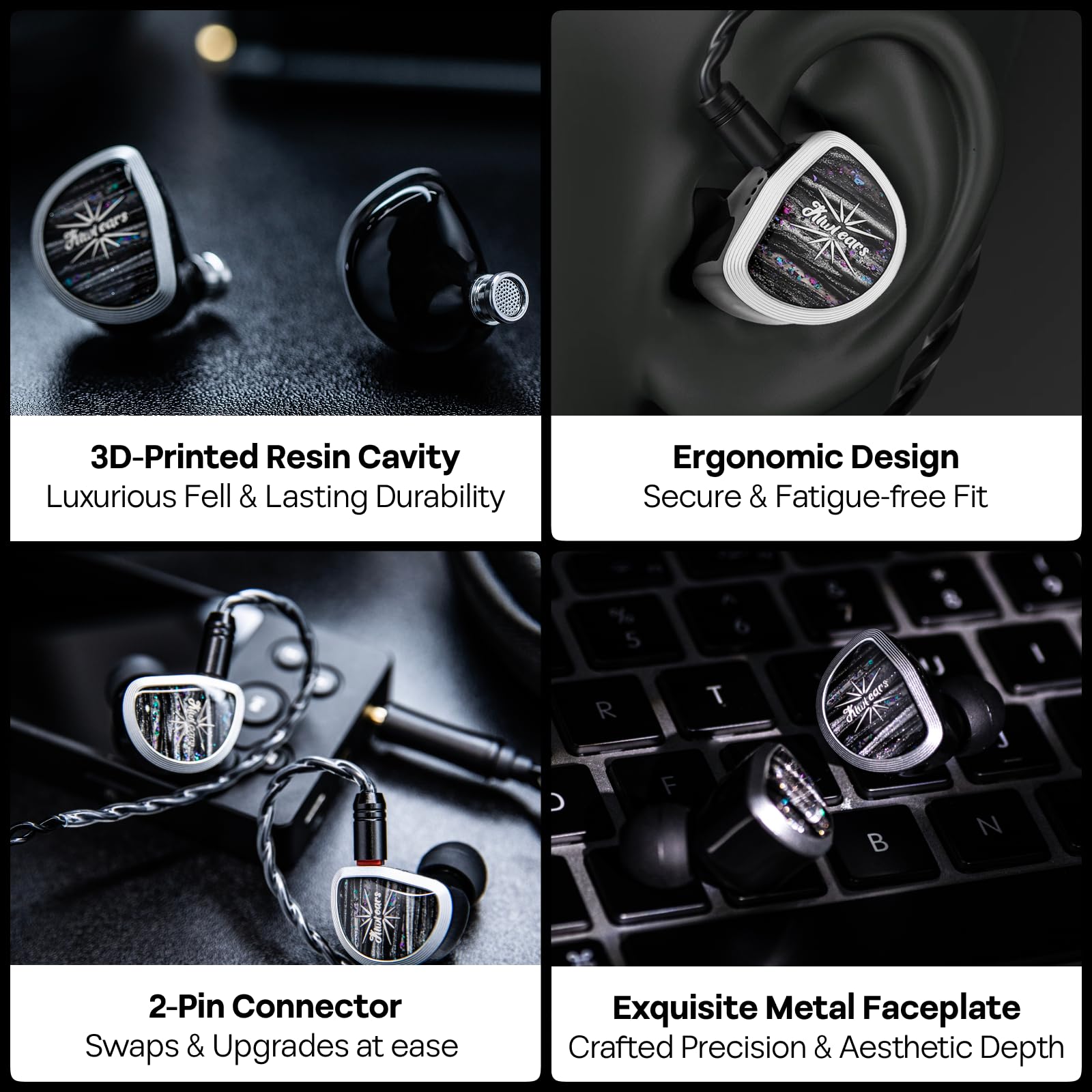 Linsoul Kiwi Ears Aether in Ear Monitor, Écouteurs à Pilote Planaire Large de 15,3mm, Écouteur Filaire HiFi de Jeu avec Câble Détachable à 2 pin pour Musiciens Professionnels, Audiophiles et Joueurs