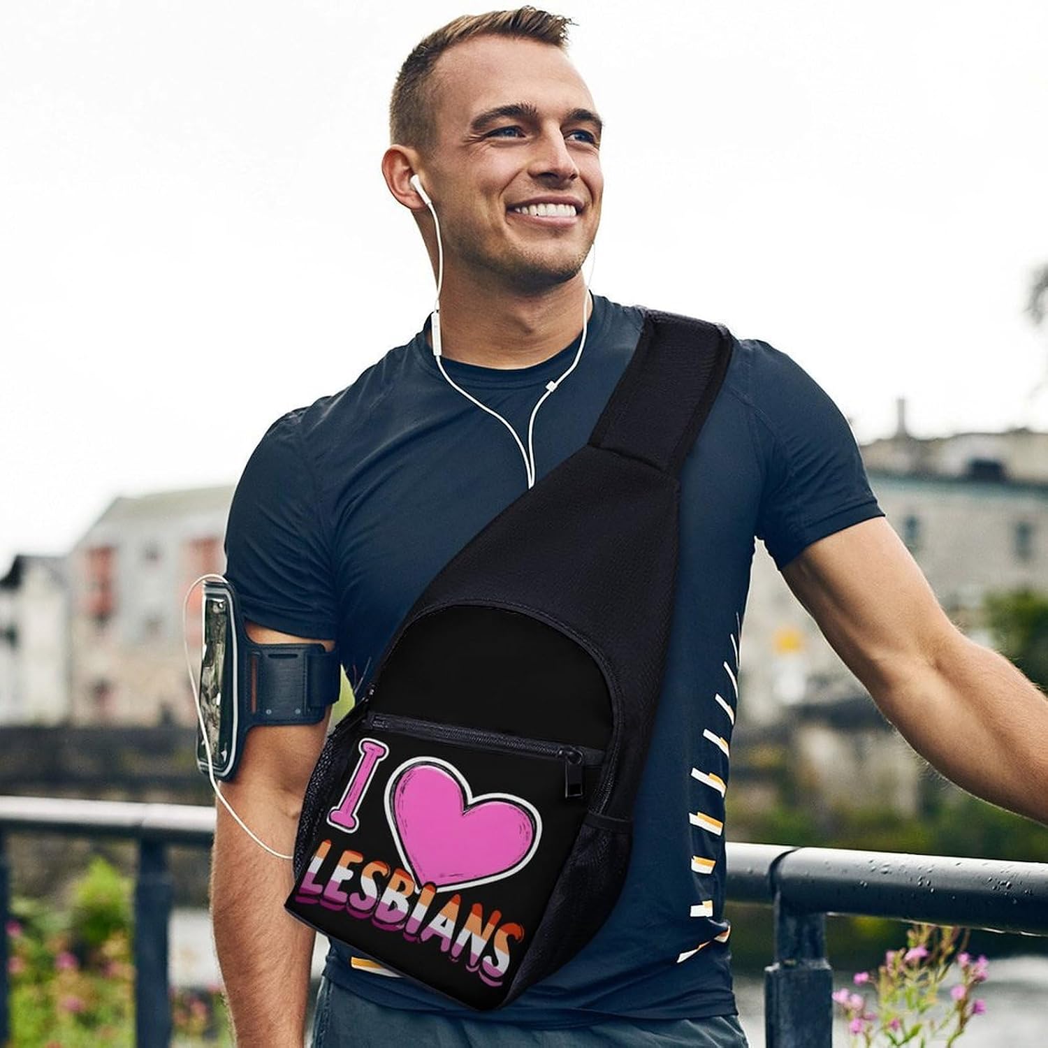 I Love Lesbians Crossbody Sling Backpack Chest Bag Daypack | unisex,trendy,with convertible and detachable shoulder strap,side pockets