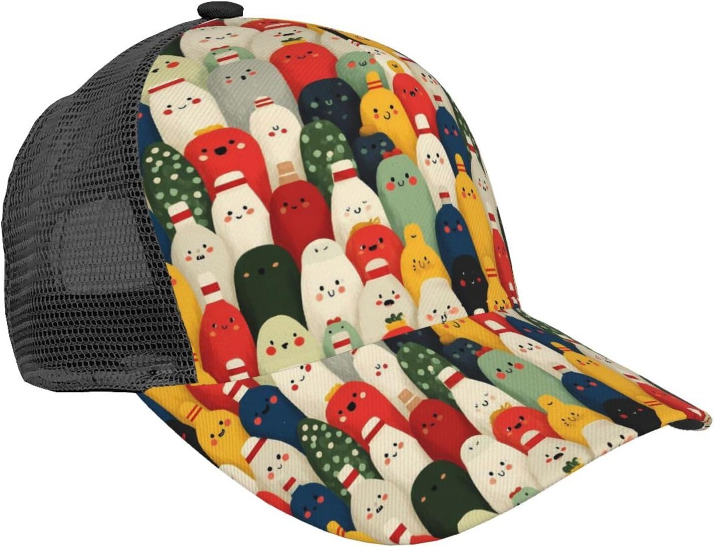 Basball Hat Mesh Back for Men Women-Cartoon Bowling