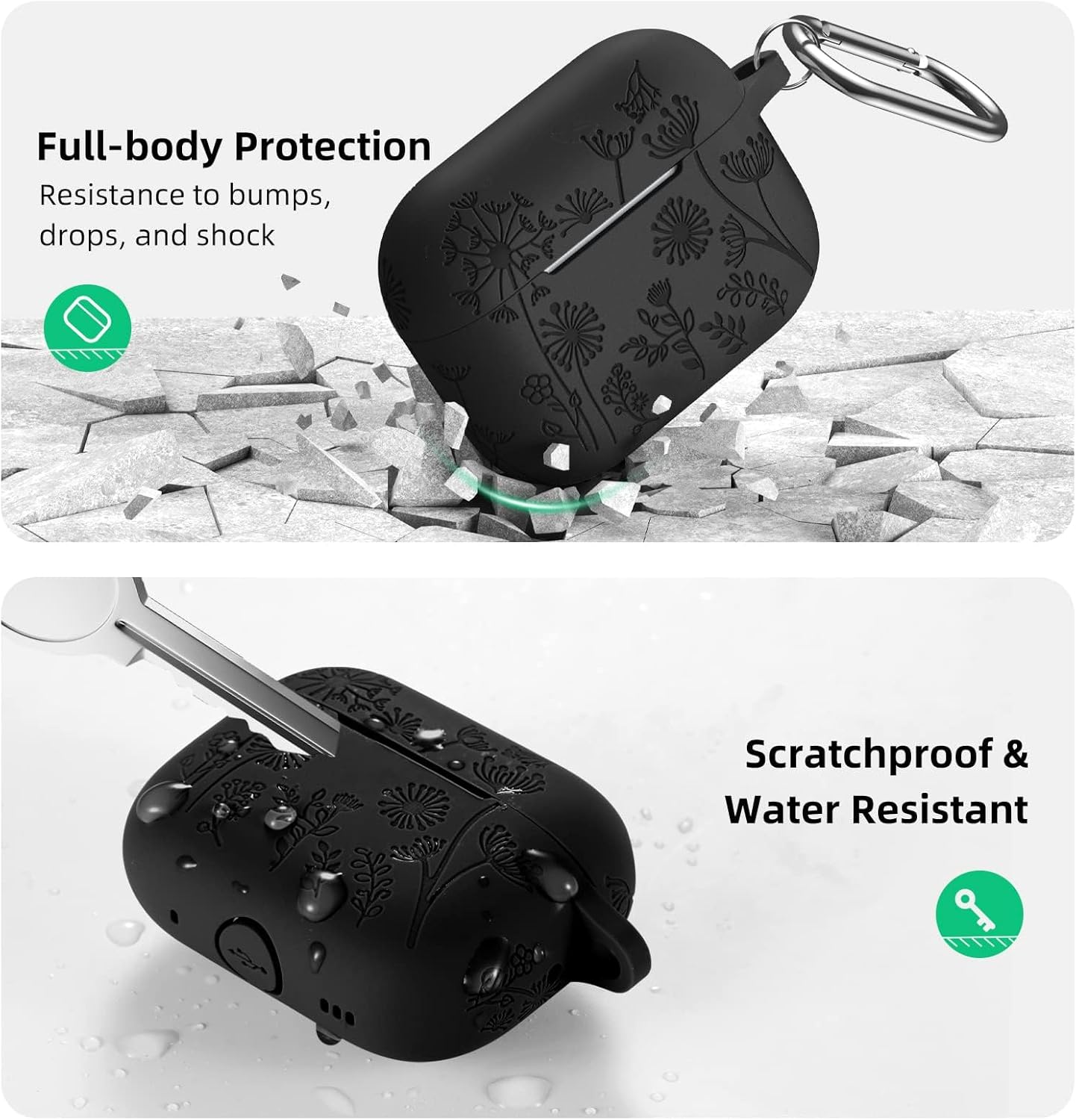 يو بيك جراب محفور على شكل زهرة متوافق مع سماعات ايربودز برو 2،... - view 2