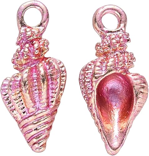 Miniatura 2 de 100 dijes de esmalte de aleación de concha en espiral, dijes de concha de concha rosa, dijes de aleación de esmalte de océano para hacer joyas,
